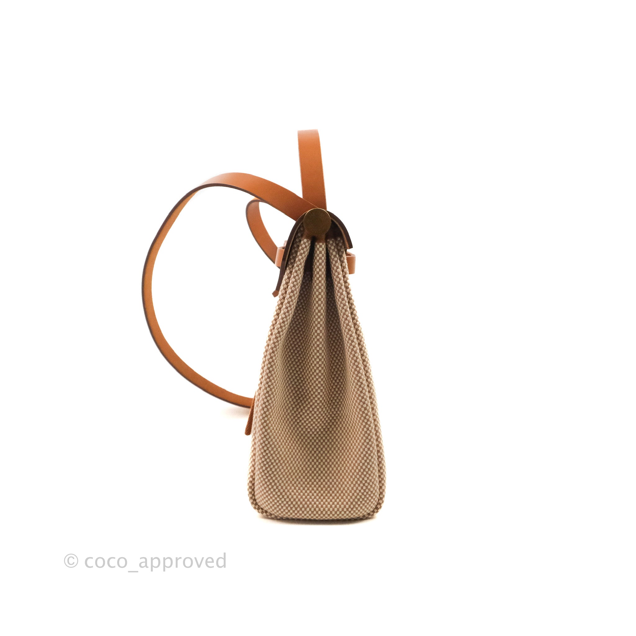 Hermes Beige/Tan Canvas and Leather Herbag Zip 31 Bag at 1stDibs