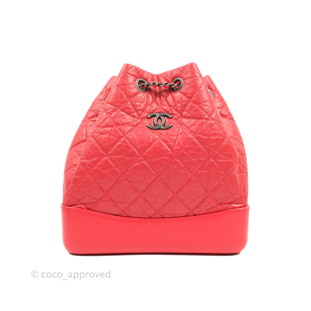 Chanel Small Gabrielle Backpack Red Aged Calfskin