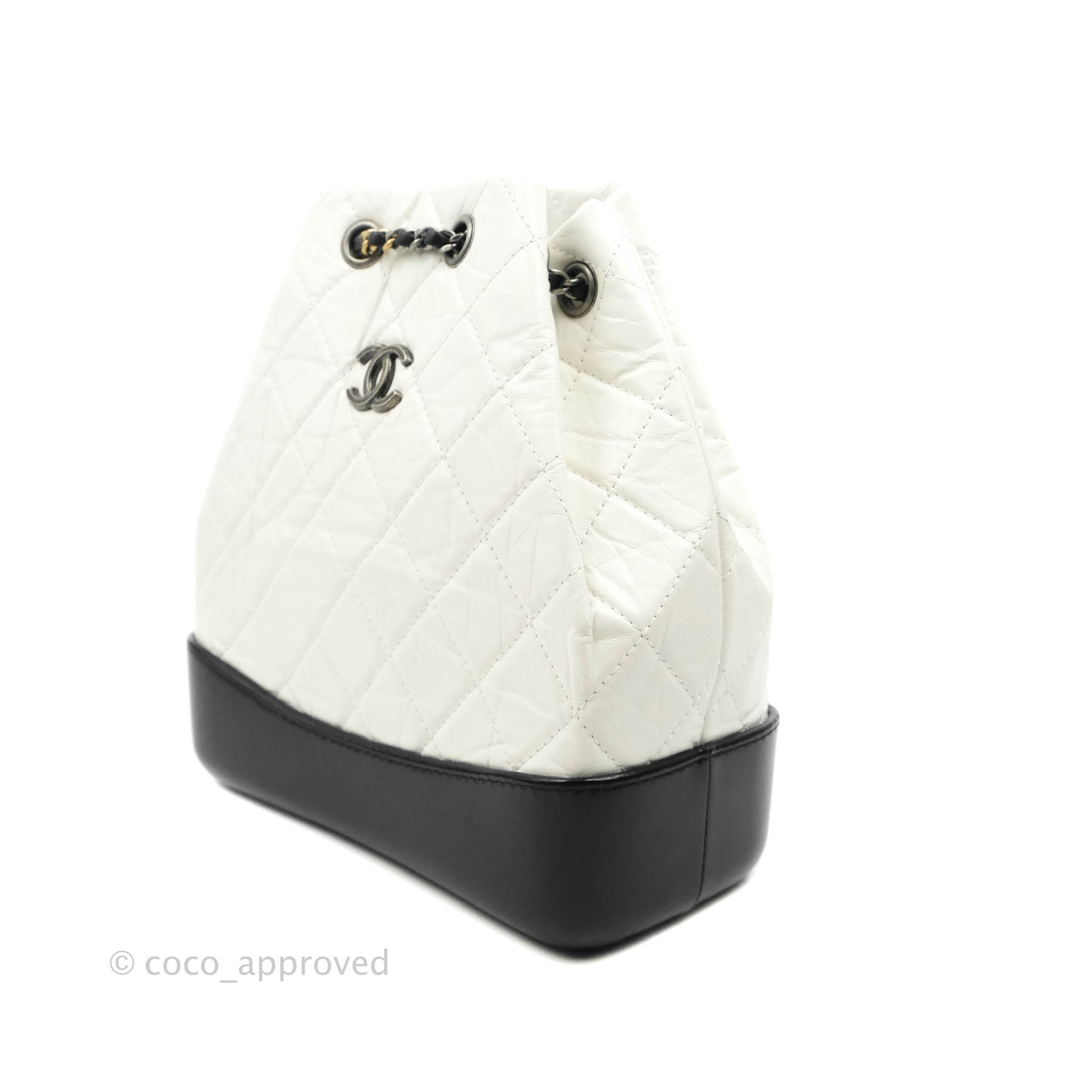 Chanel WhiteBlack Quilted Aged Leather Gabrielle Backpack Chanel  TLC