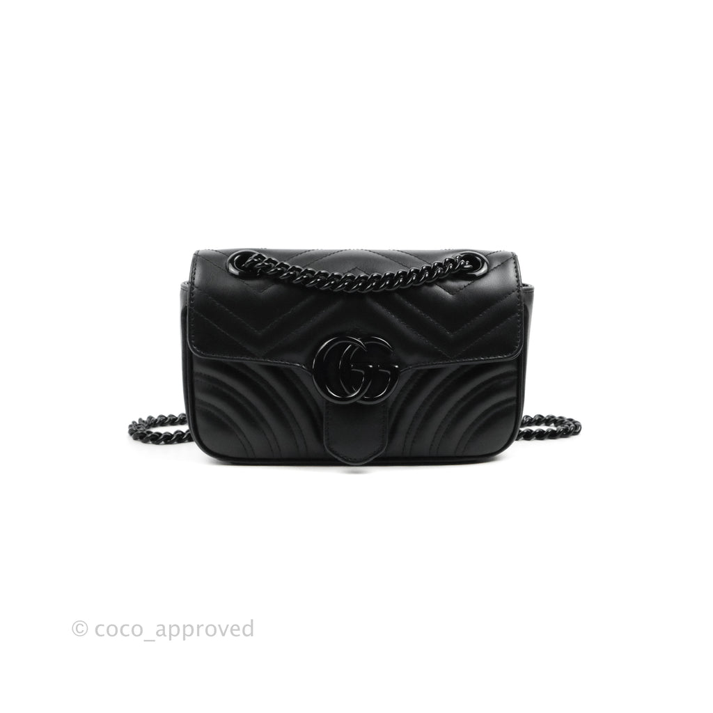 Gucci Chevron GG Marmont Matelassé Mini Bag So Black Black Hardware