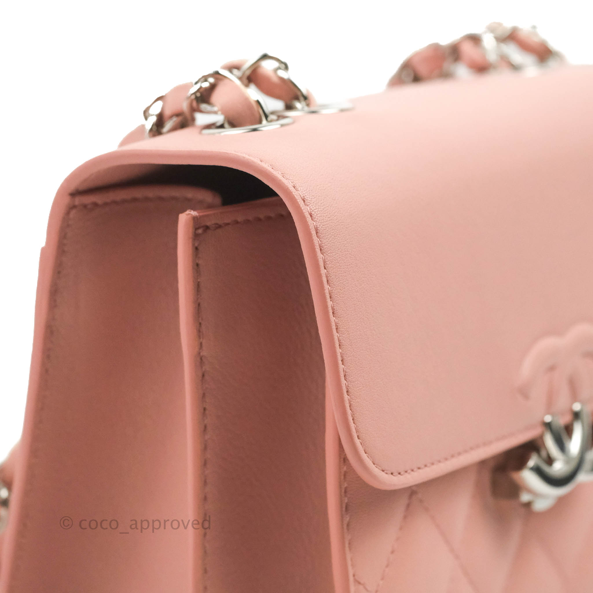 CHANEL Grained Calfskin Quilted Large CC Box Flap Light Pink 202804