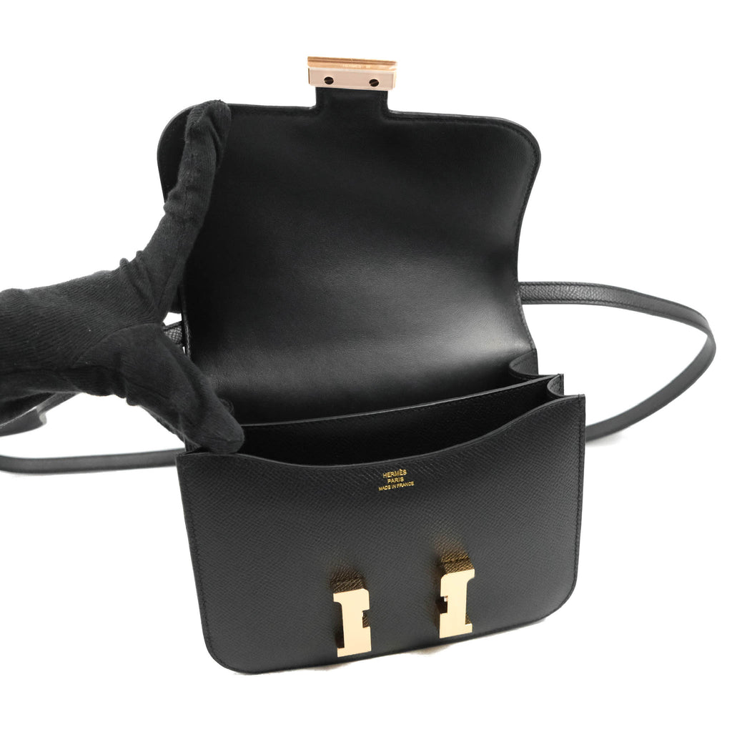 Hermès Constance Mini 18cm Black Epsom Rose Gold Hardware