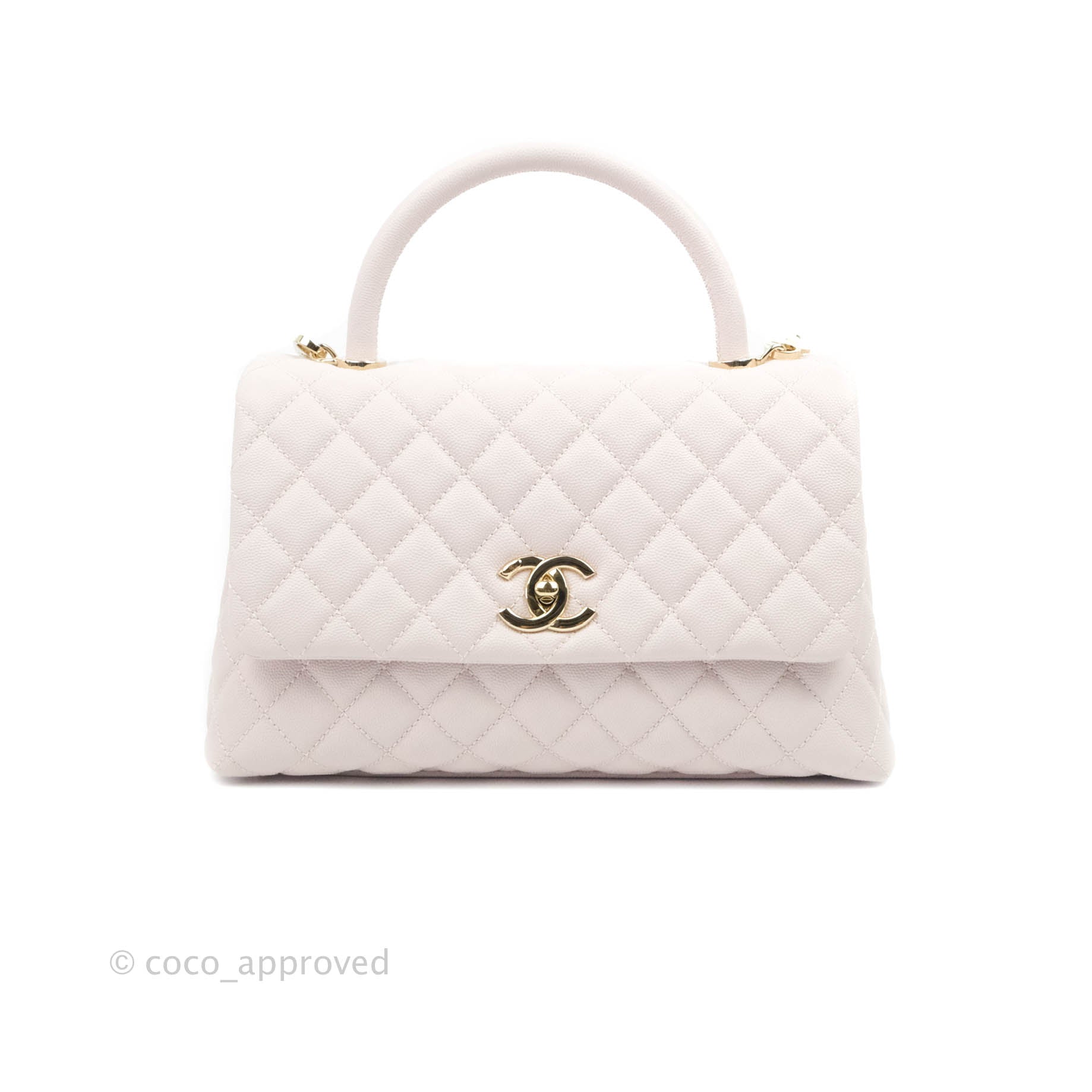 Chanel Medium Coco Handle Quilted Light Lilac Pink Caviar Gold Hardware