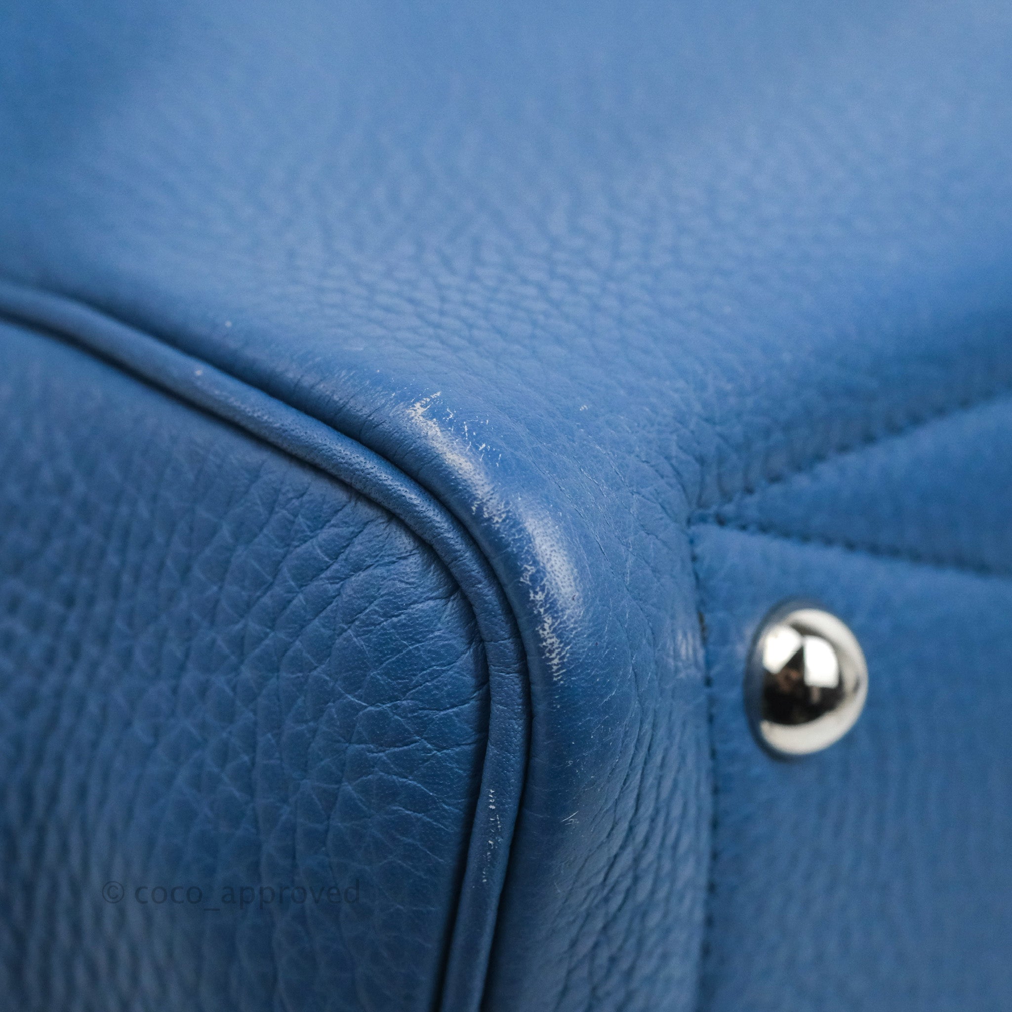 Hermes Blue Sapphire Clemence Leather Palladium Hardware Birkin 35
