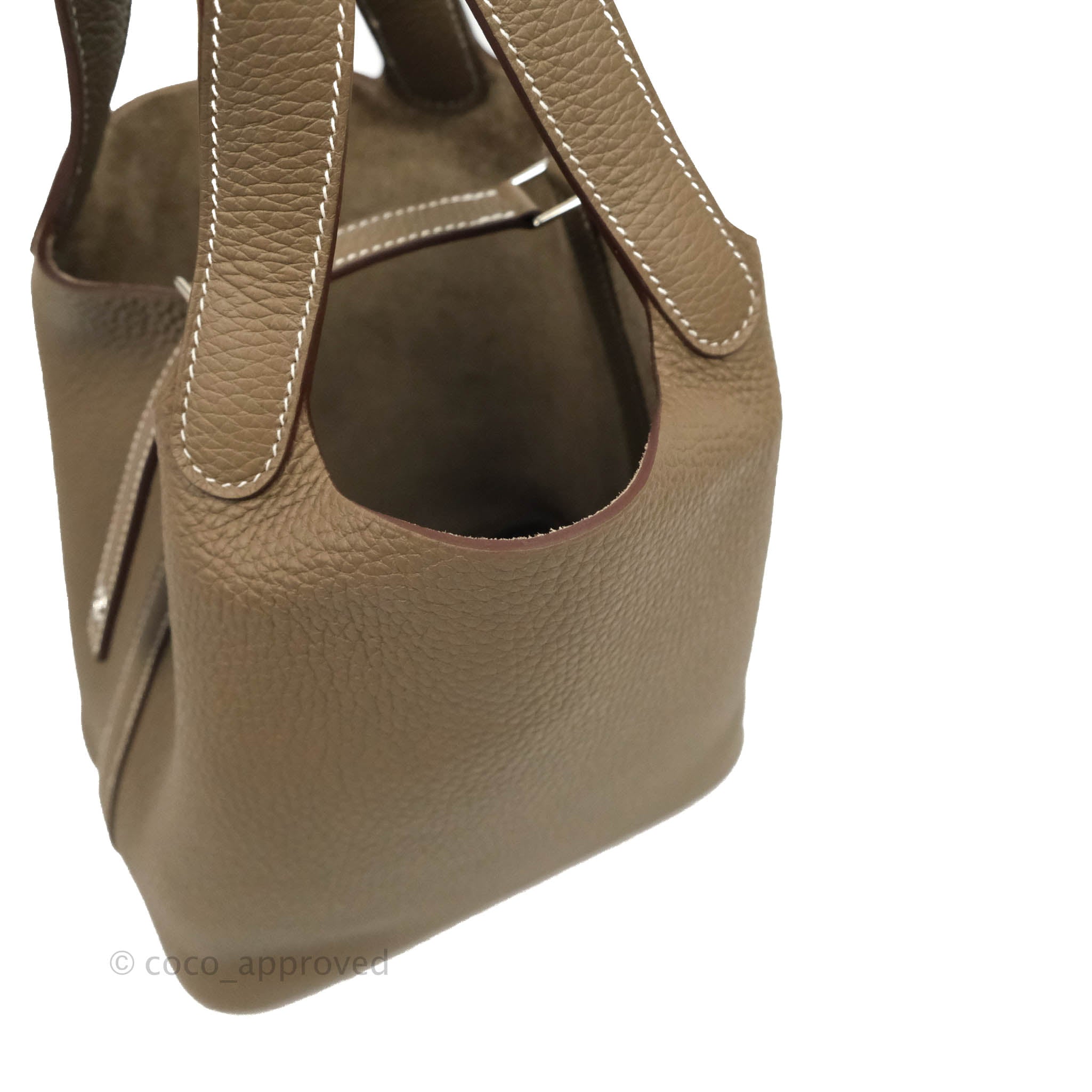 Hermès Picotin Lock 18 Bag In Etoupe Clemence With Palladium