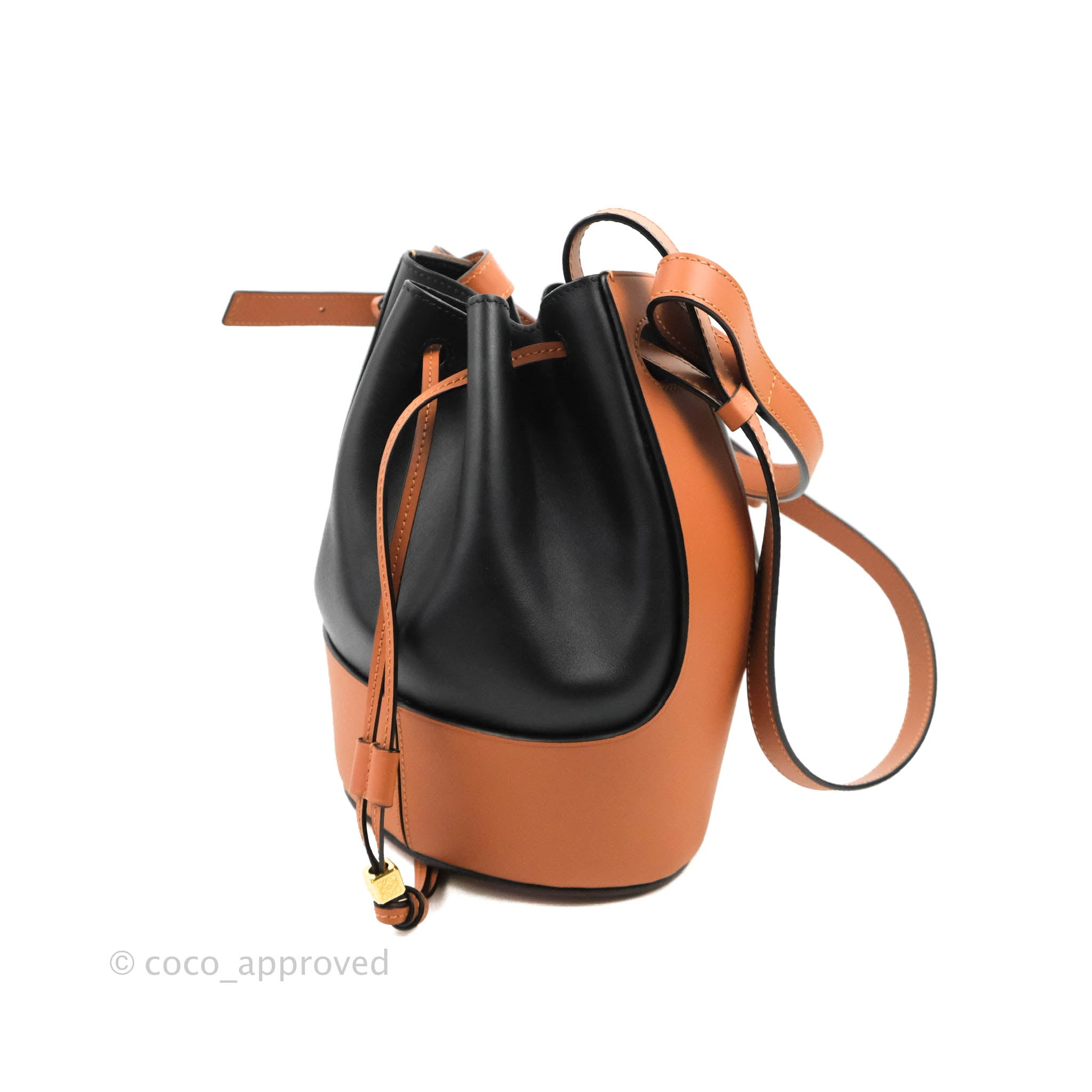 Loewe Small Balloon Bucket Bag Canvas Tan Calfskin – Coco Approved