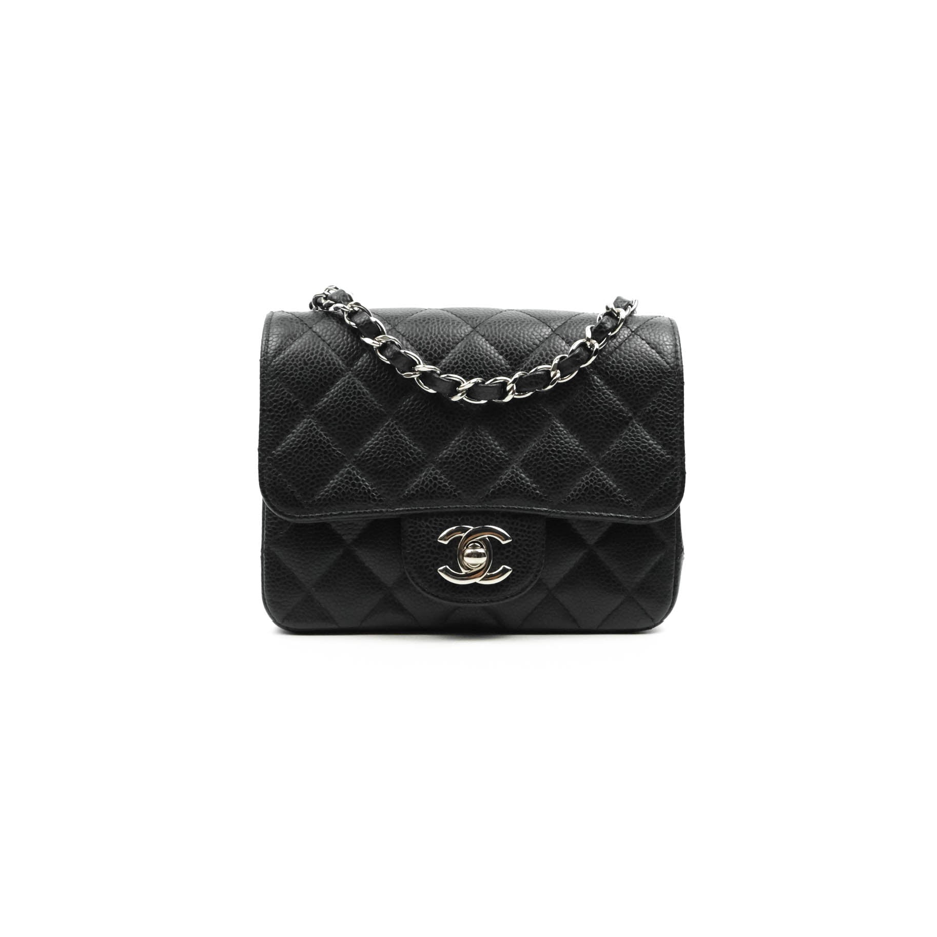 Chanel Mini Square Black Caviar Silver Hardware – Coco Approved Studio