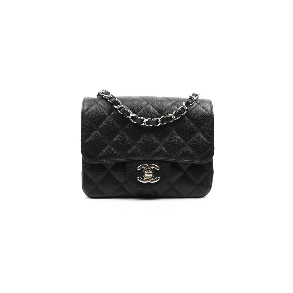 Chanel Mini Square Black Caviar Silver Hardware