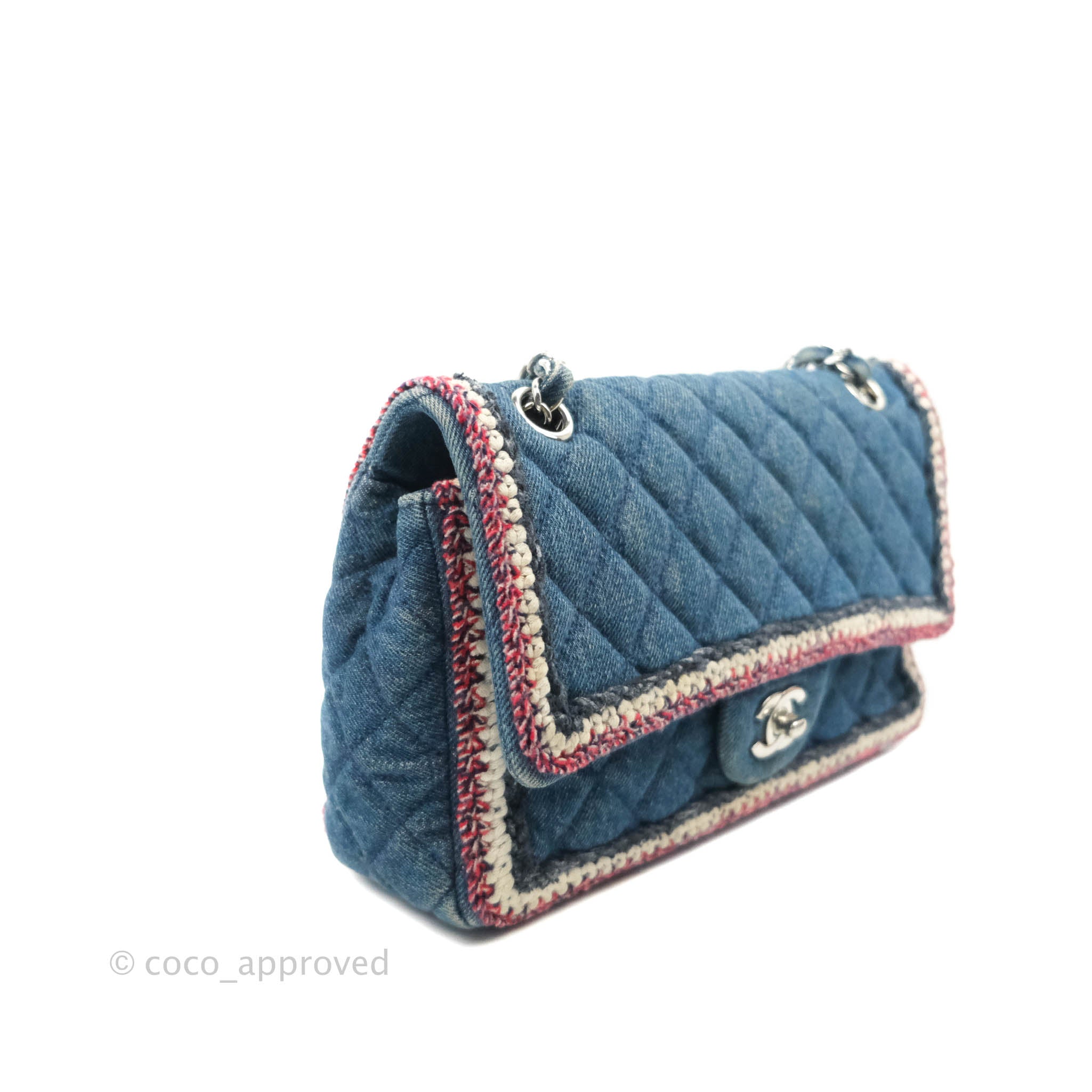 Chanel Classic Flap Bag Dark Blue Denim Braided Silver Hardware 18A – Coco  Approved Studio
