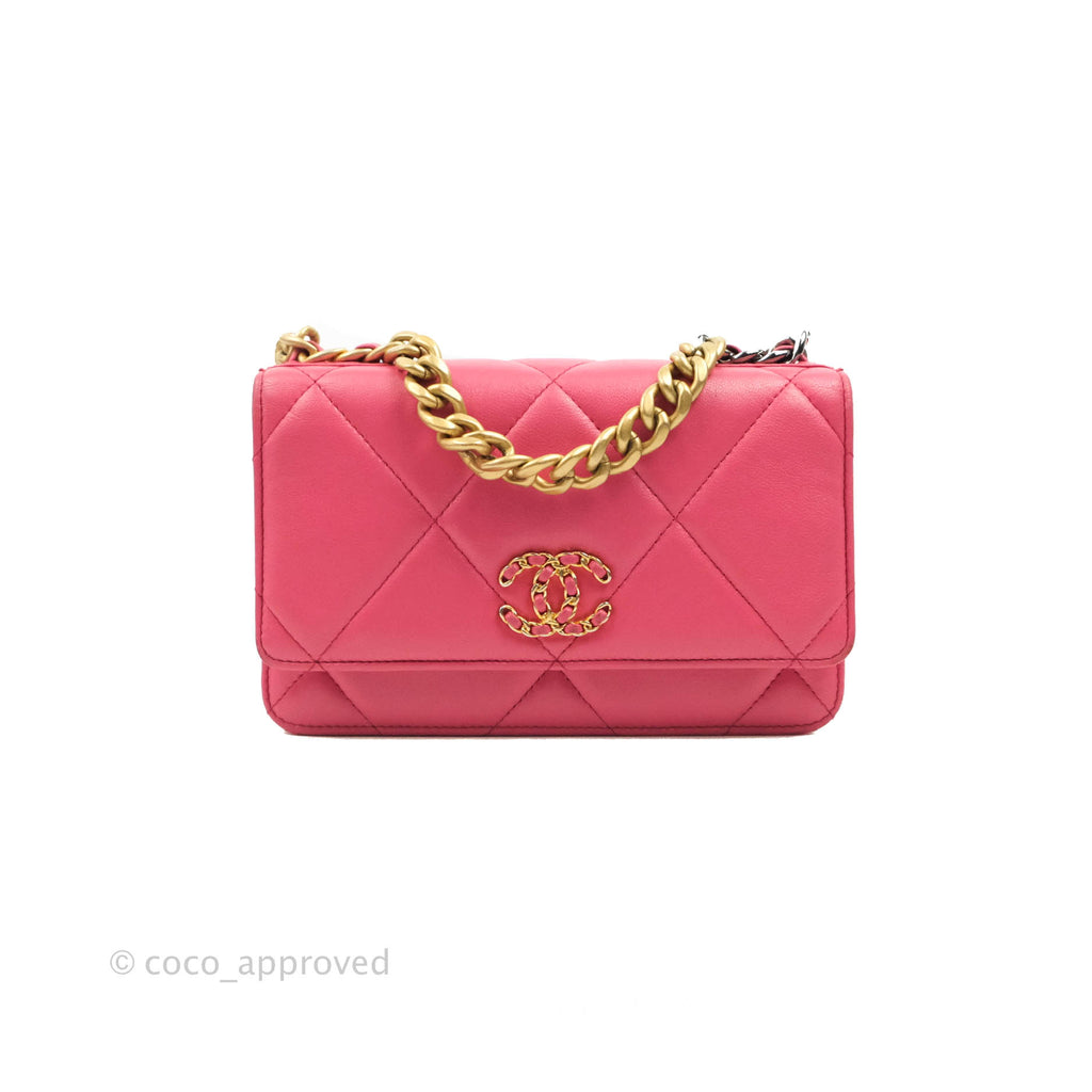 Chanel 19 Wallet on Chain WOC Pink Mixed Hardware