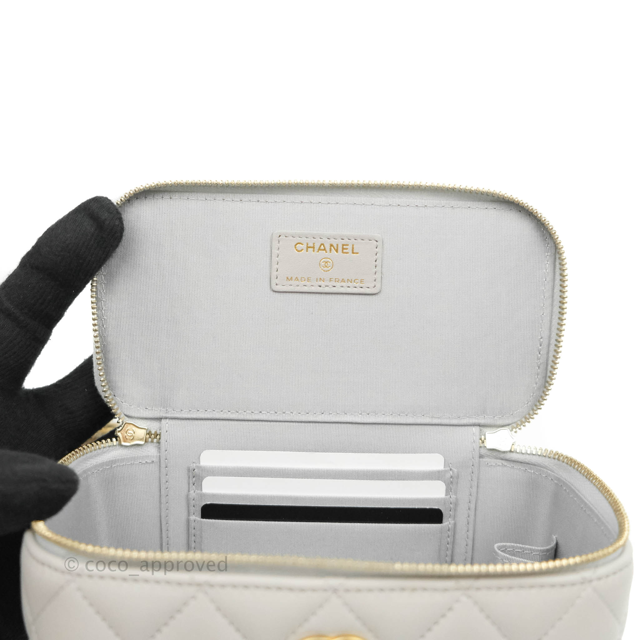 Chanel Vanity Rectangular Top Handle Blue Lambskin Gold Hardware – Coco  Approved Studio