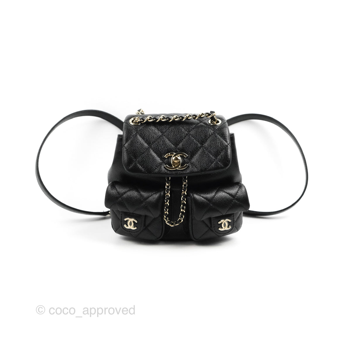 Chanel Duma Backpack Small Black Caviar Gold Hardware 23P Coco