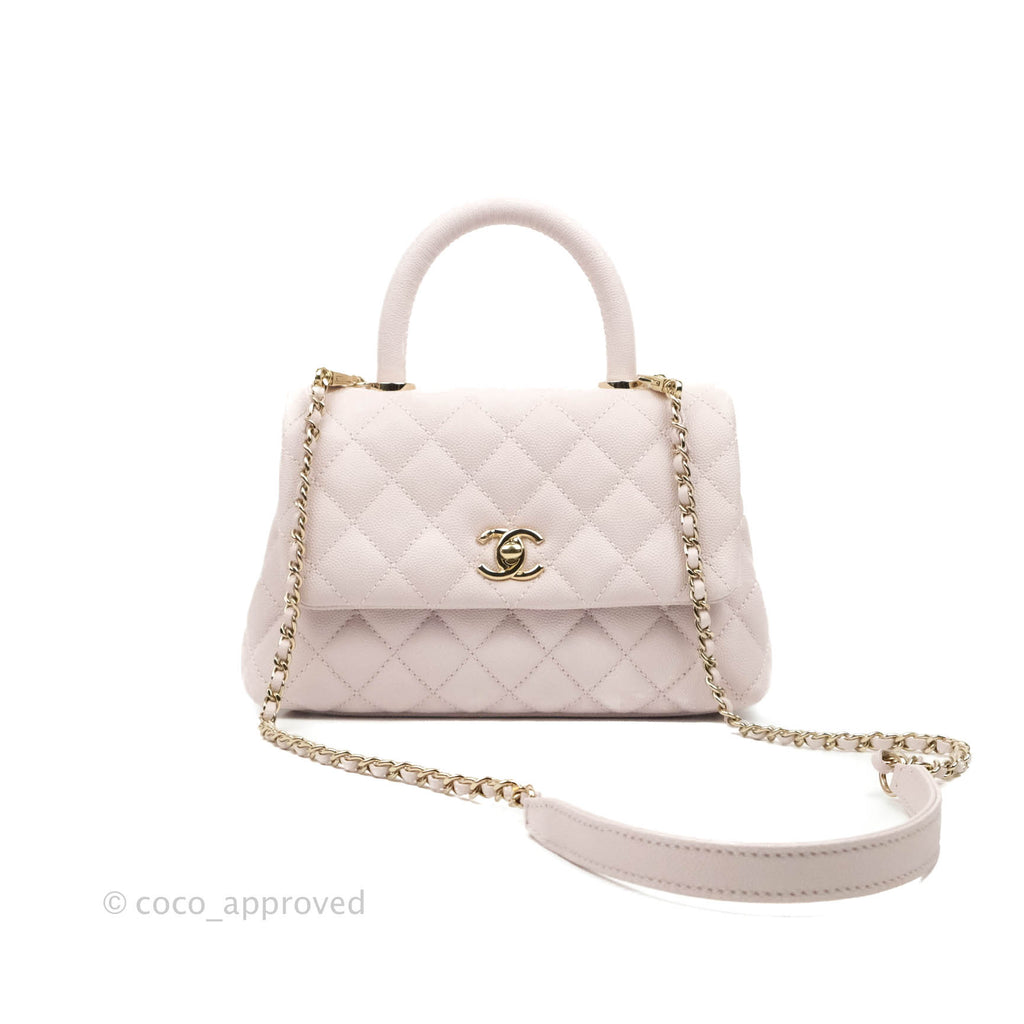 Chanel Small Coco Handle Light Lilac Pink Caviar Gold Hardware