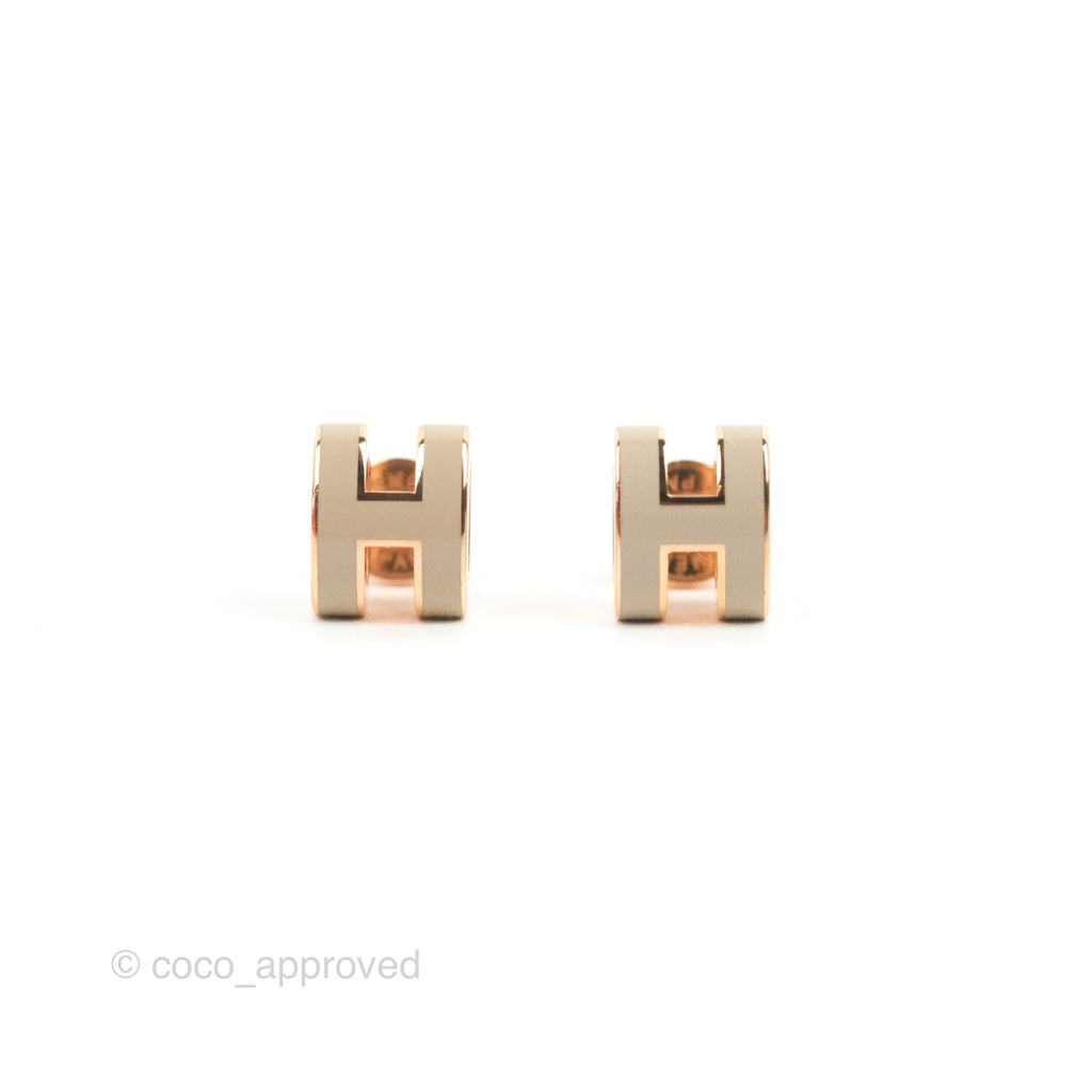 Hermès Mini Pop H Earrings Marron Glace Rose Gold
