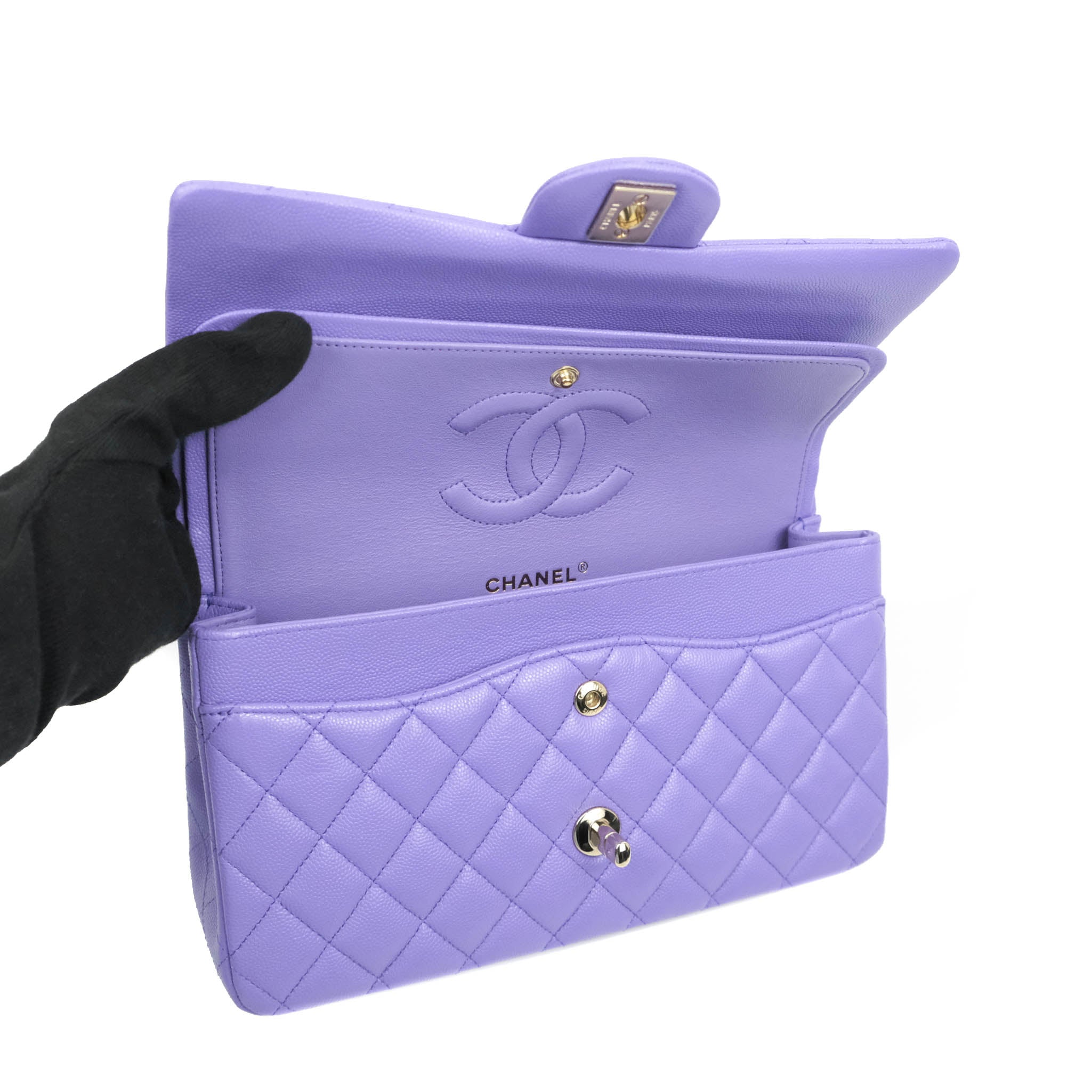 Chanel Lilac Caviar Medium Classic Double Flap Bag