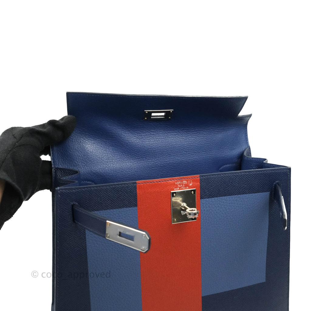 Hermès Kelly 28 Blue Epsom Palladium Hardware