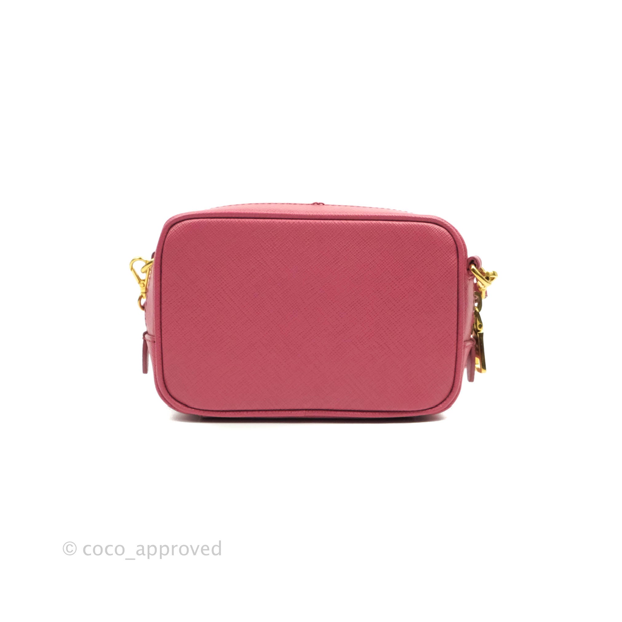 Sold at Auction: Prada Saffiano Pink Mini Leather Zip Up Hand Bag