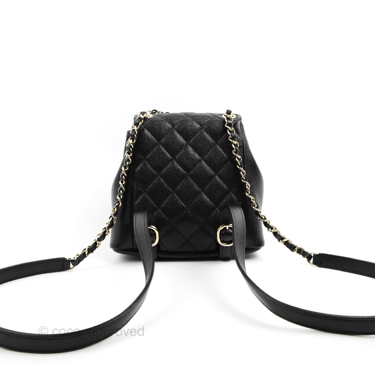 Chanel Duma Backpack Small Black Caviar Gold Hardware 23P Coco