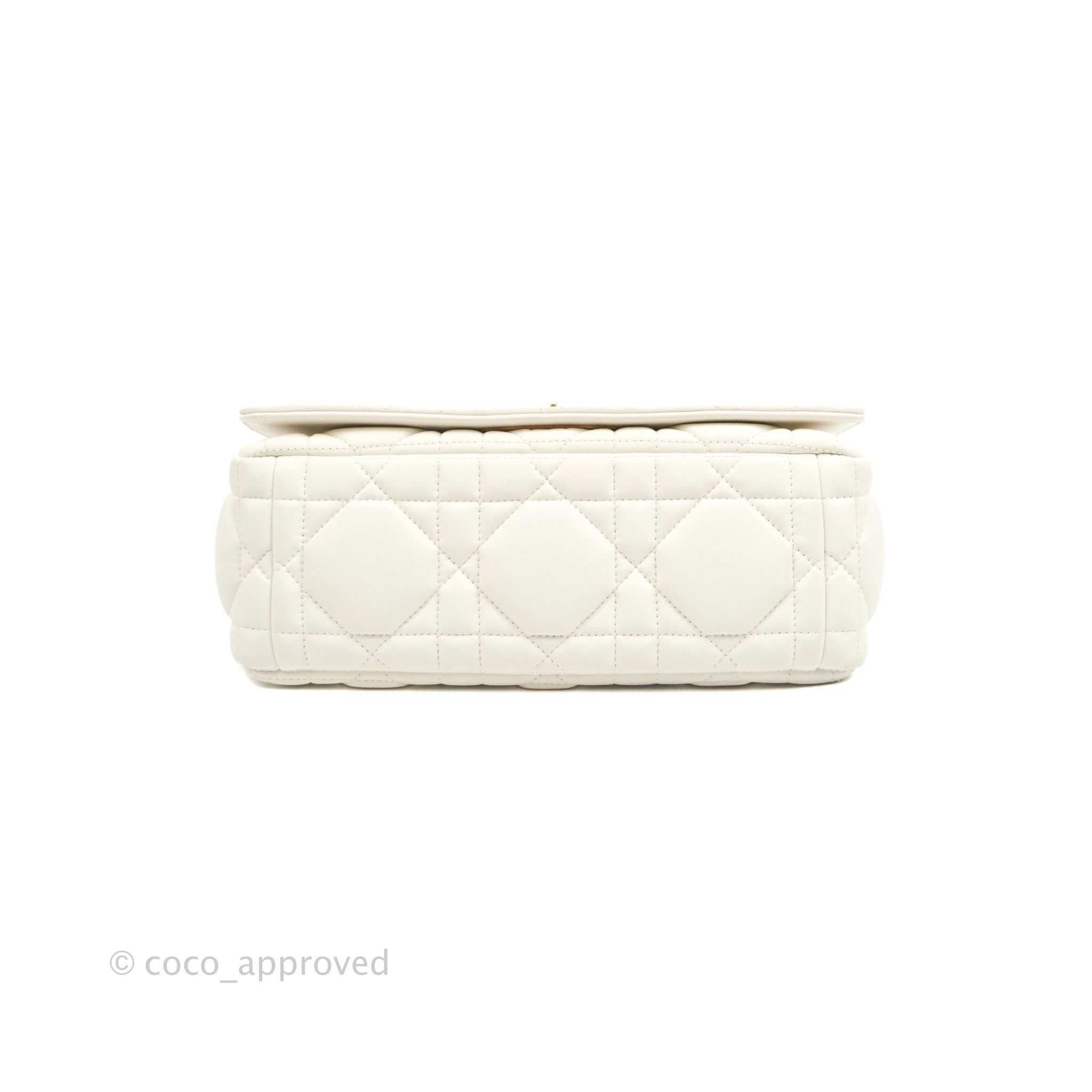 Small Dior Caro Bag Latte Quilted Macrocannage Calfskin