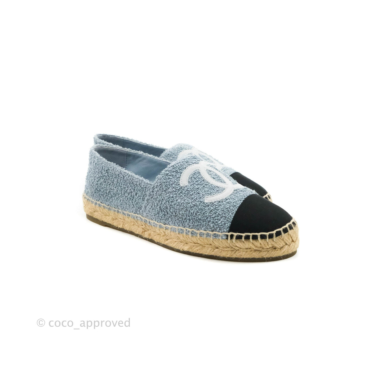 Chanel Espadrille Black Blue Tweed Size 38 – Coco Approved Studio