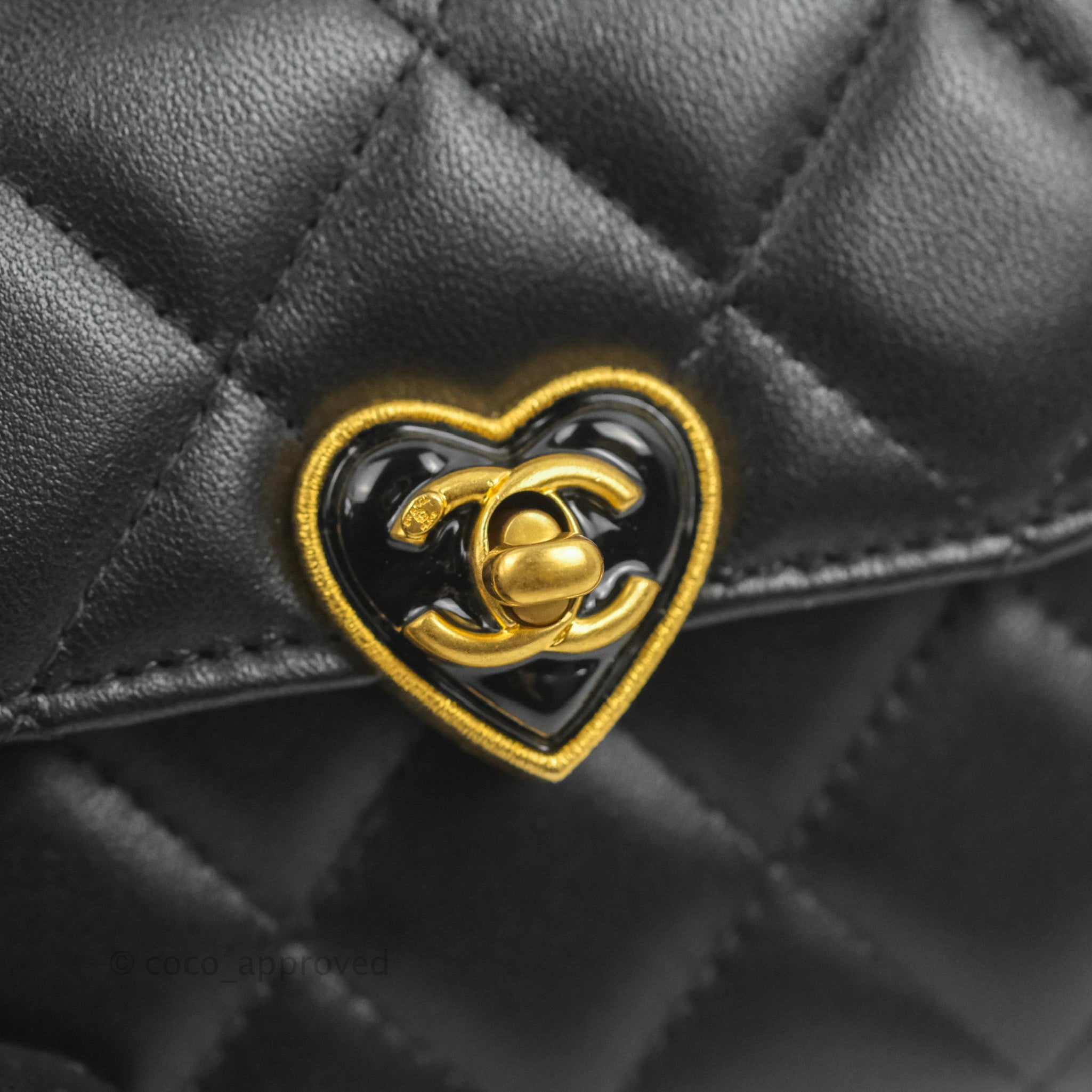 Chanel Small Heart Coin Purse Necklace Black Lambskin Gold Hardware 22 –  Coco Approved Studio