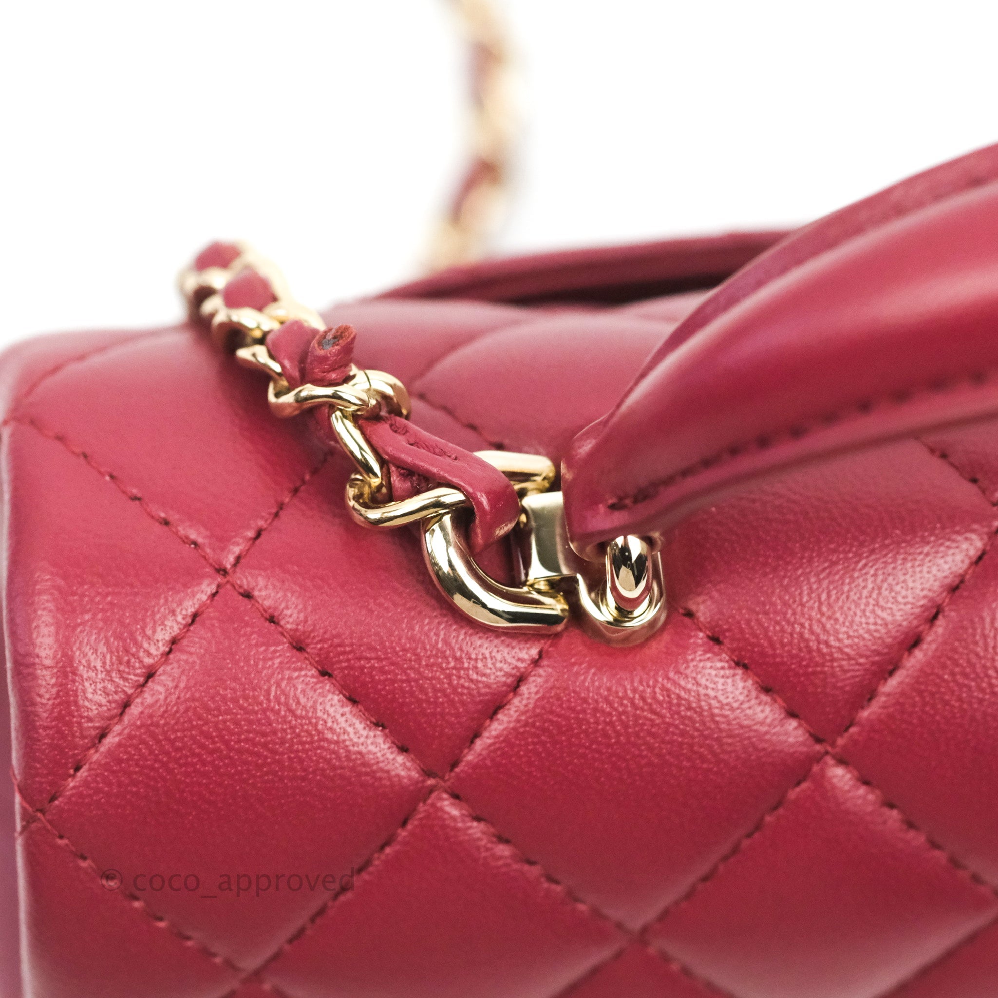 Chanel Top Handle Mini Rectangular Flap Bag Burgundy Lambskin Gold Hardware