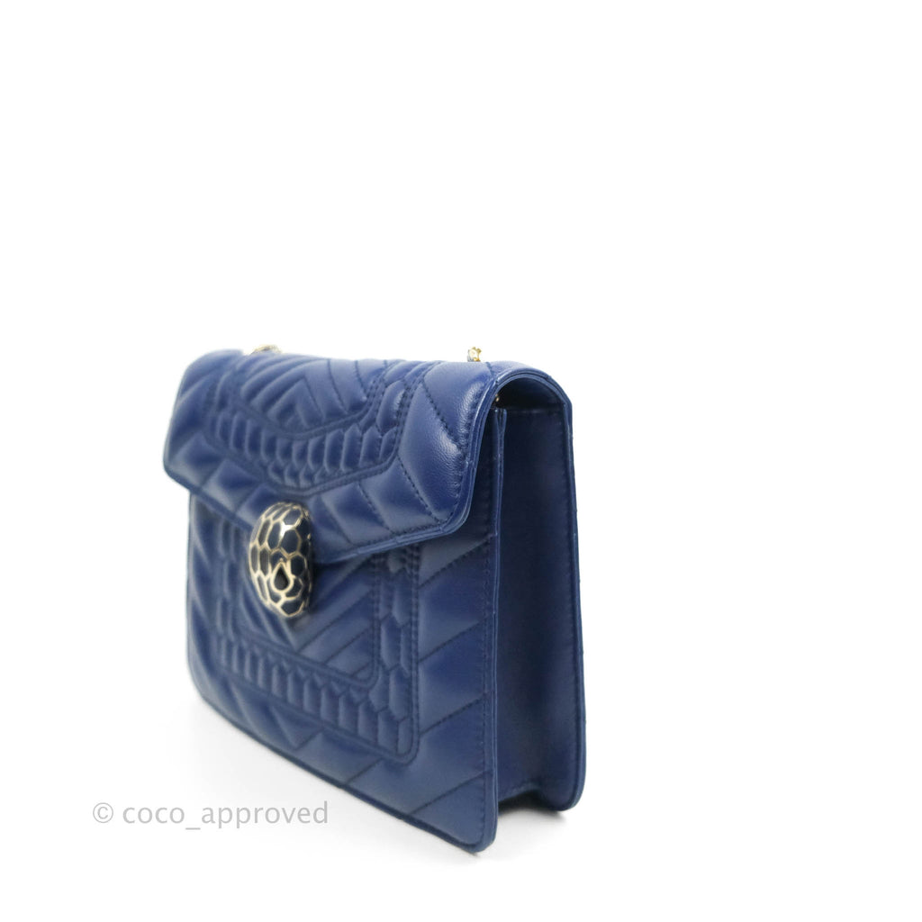 Bvlgari Small Quilted Scaglie Serpenti Forever Shoulder Bag in Blue