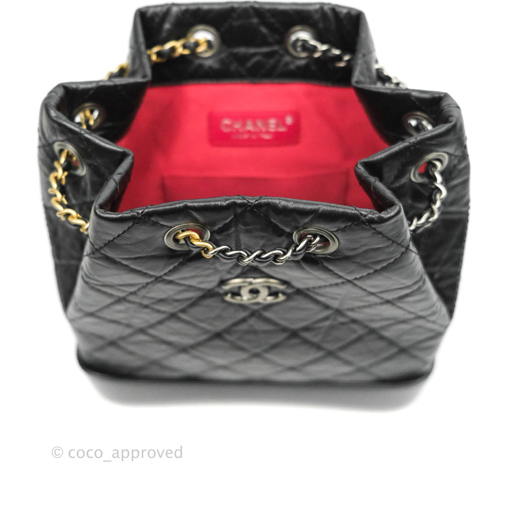 Chanel Small Gabrielle Backpack Black Aged Calfskin