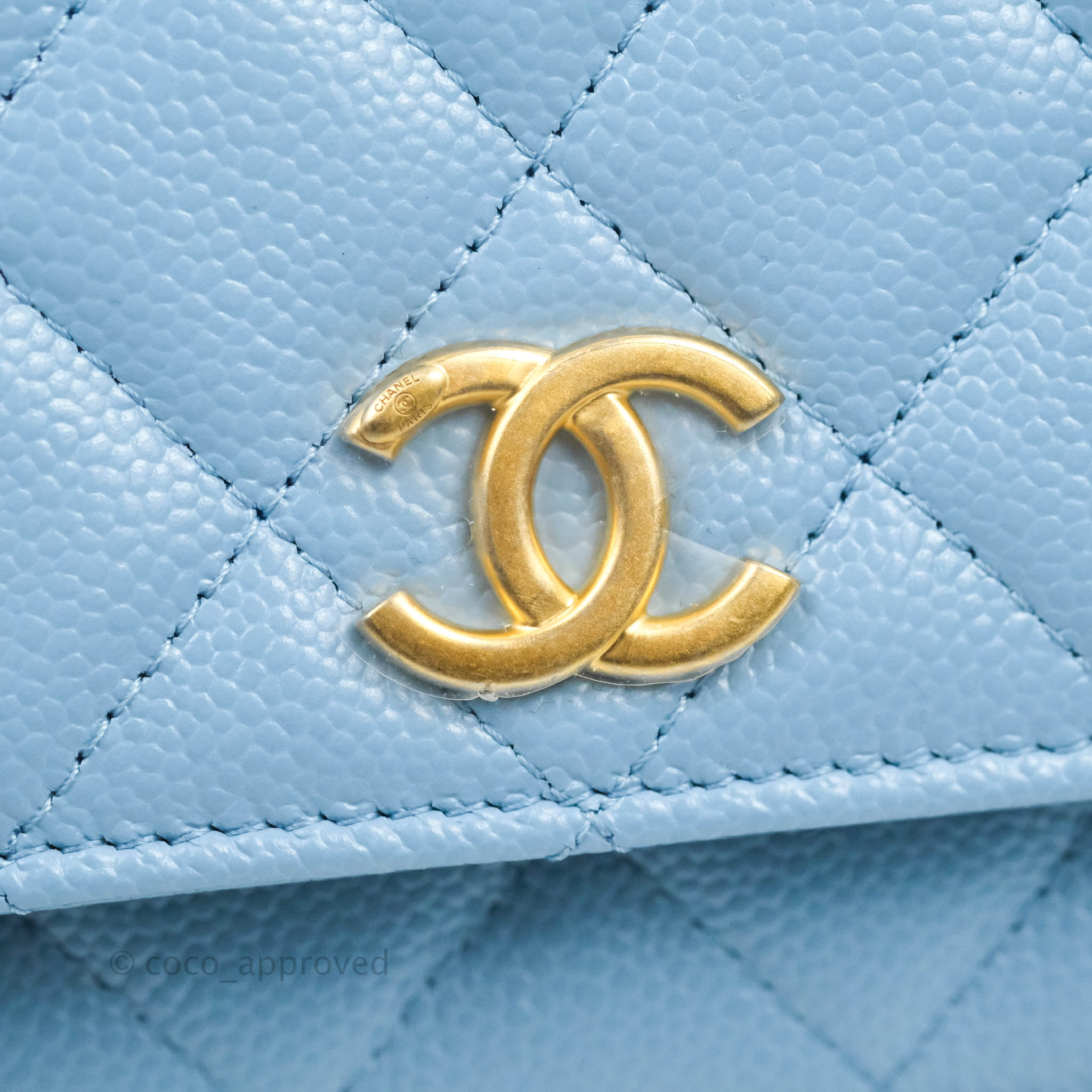 Chanel Top Handle Pick Me Up Wallet On Chain WOC Blue Caviar Gold