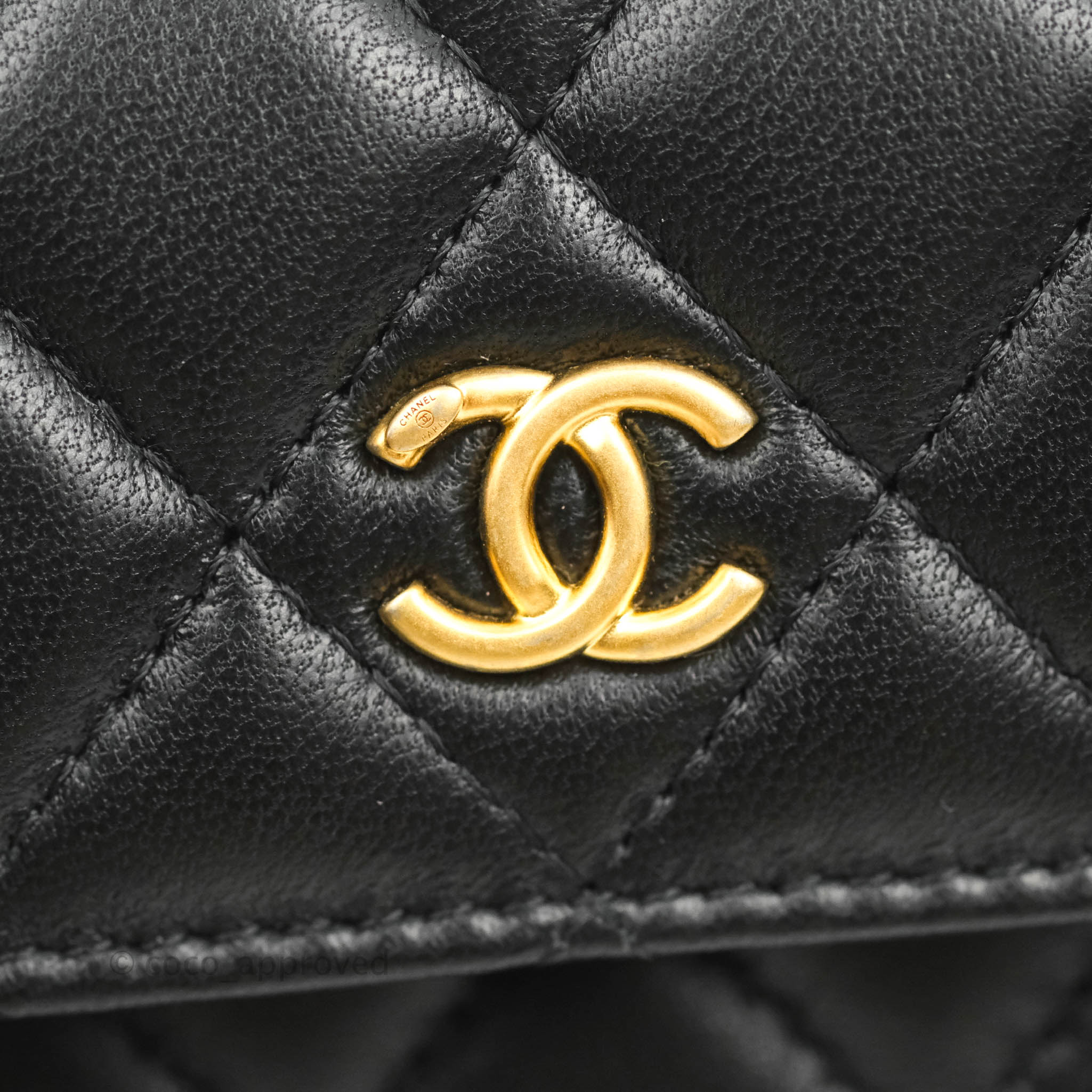 Chanel Mini Pearl Crush Clutch With Chain Belt Black Lambskin Aged Gol – Coco  Approved Studio