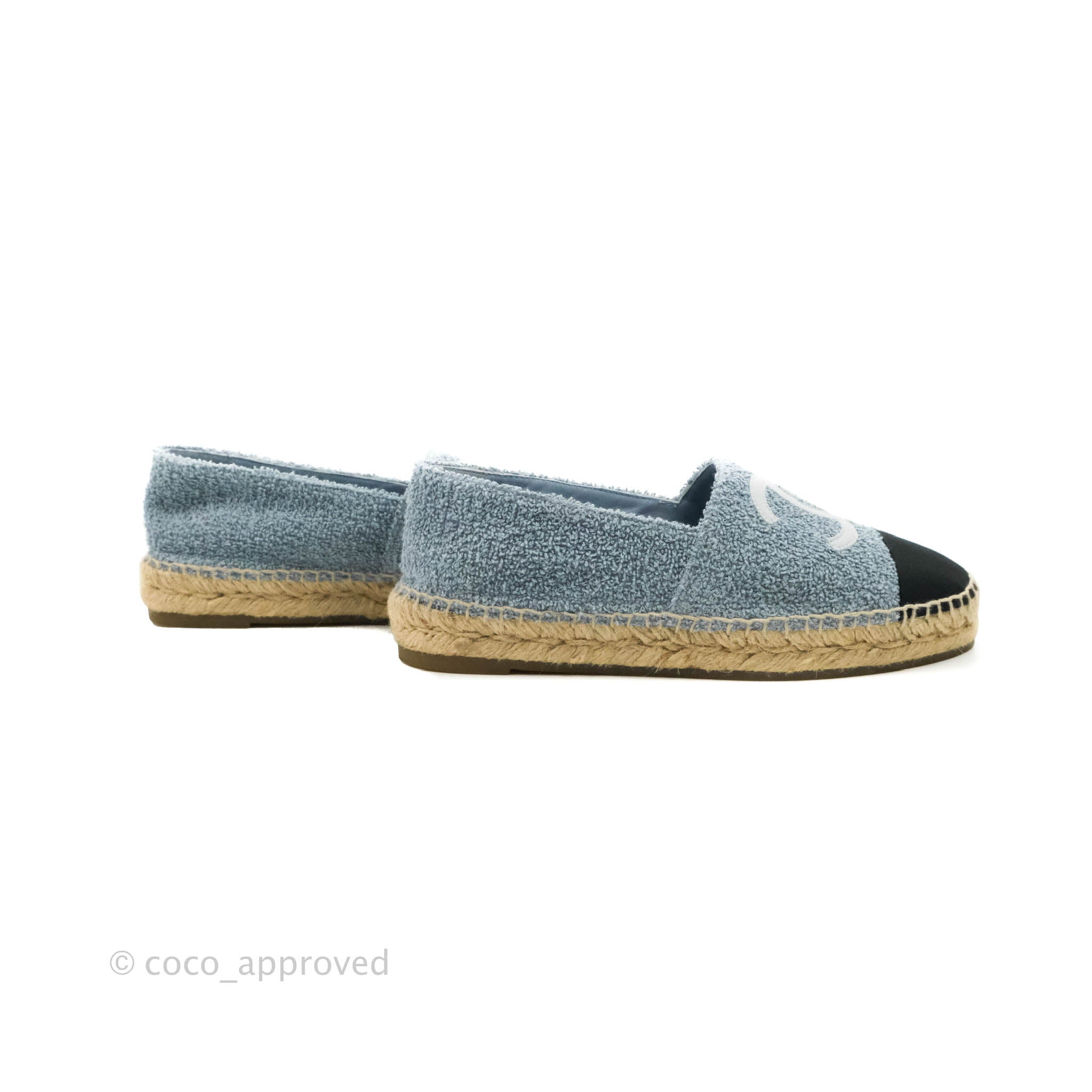 Chanel Espadrille Black Blue Tweed Size 38 – Coco Approved Studio