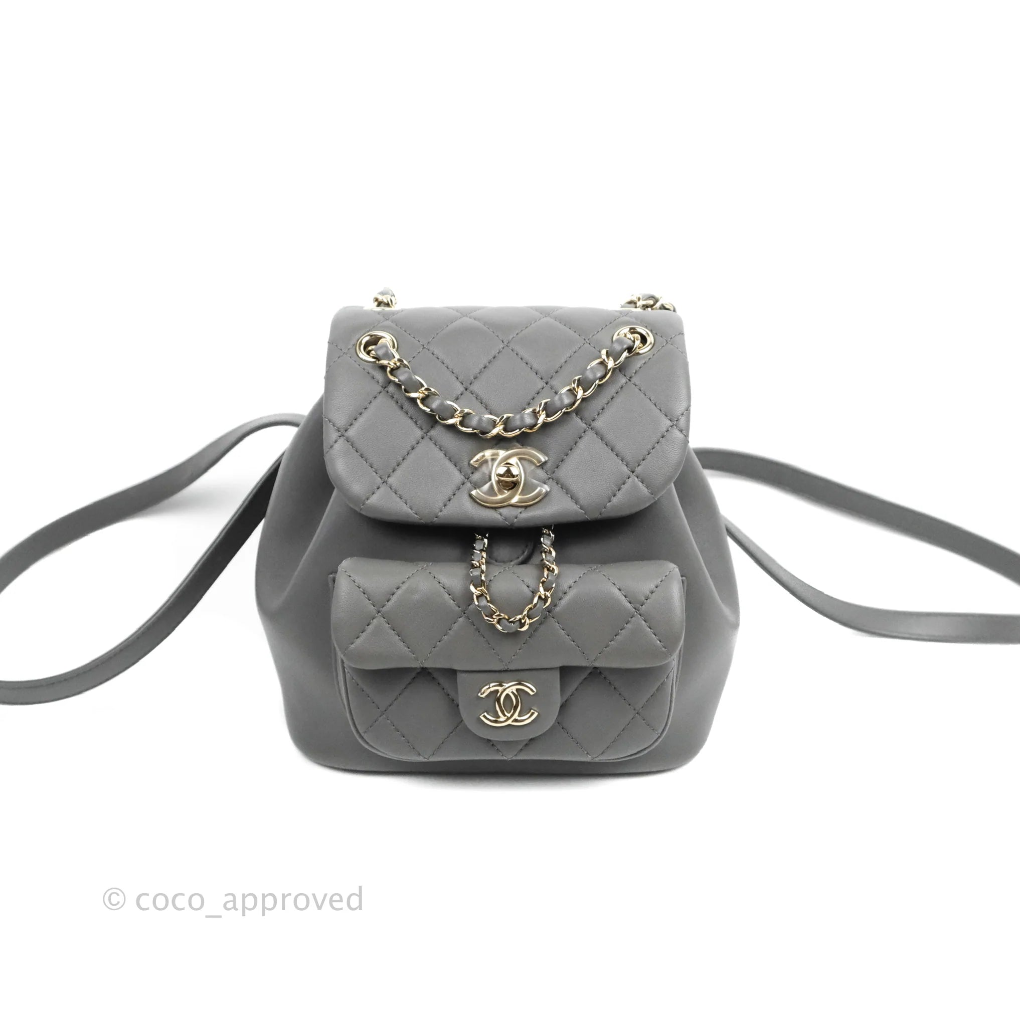 Chanel Quilted Small Duma Drawstring Backpack Grey Lambskin – Coco Approved  Studio
