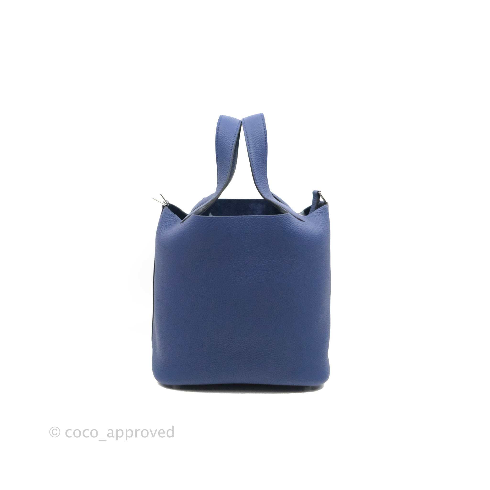 Hermès Picotin Lock 18 PM Bleu Saphir Clemence Palladium Hardware – Coco  Approved Studio