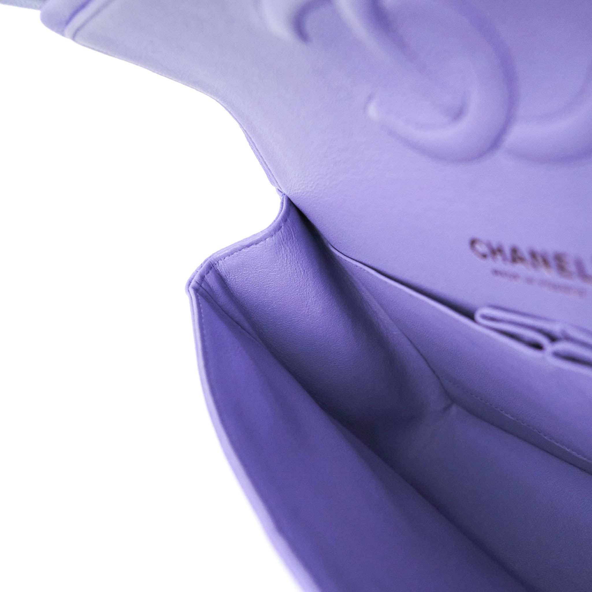 Chanel Classic M/L Medium Double Flap Purple Caviar Gold Hardware