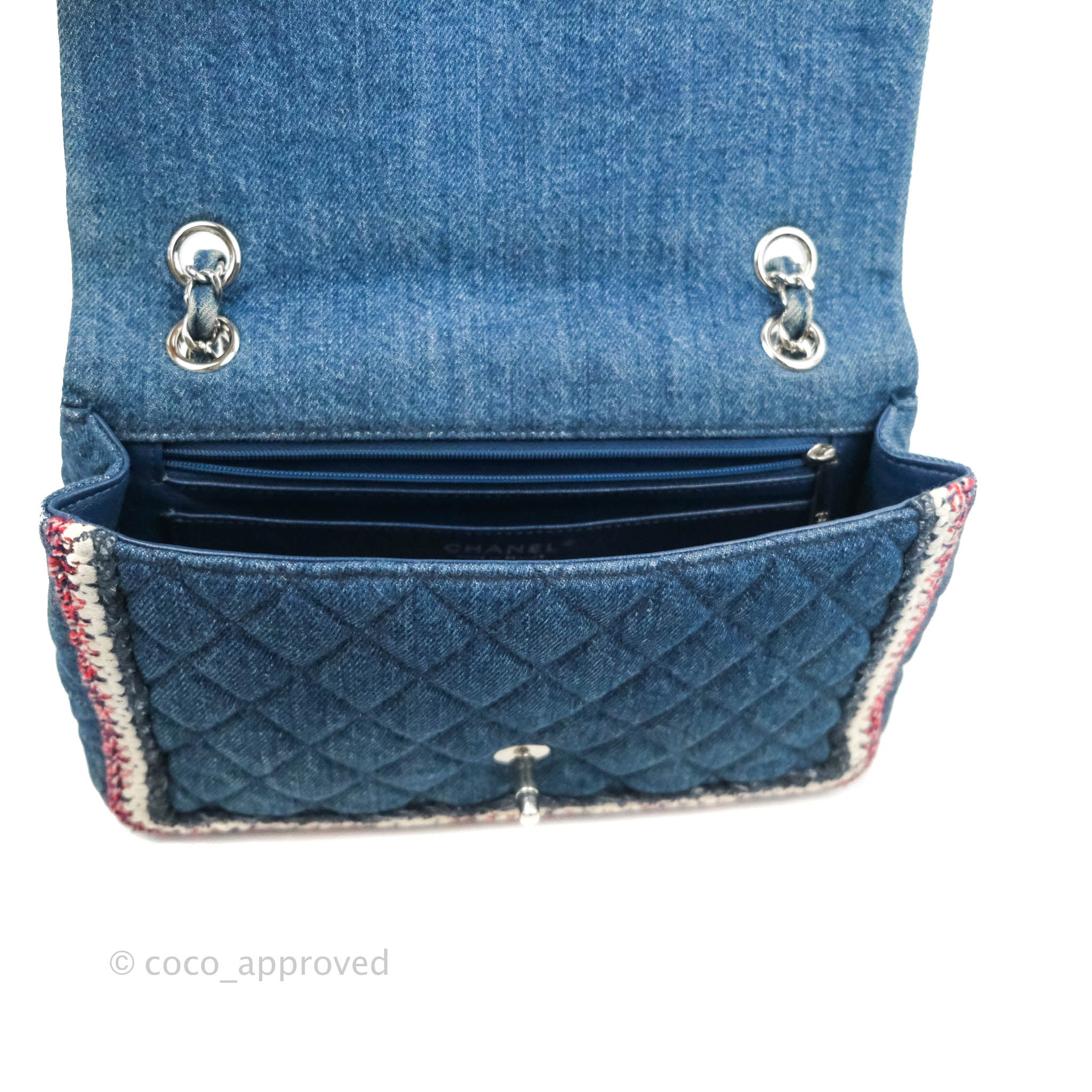 Chanel Medium Top Handle Flap Bag w/ card, box, Dustbag Blue Dark blue  Leather ref.197281 - Joli Closet