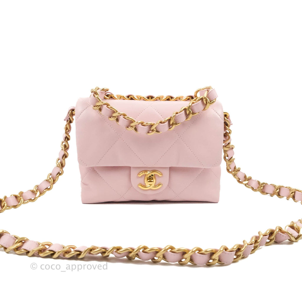 Chanel Small Flap Bag Light Pink Lambskin Aged Gold Hardware