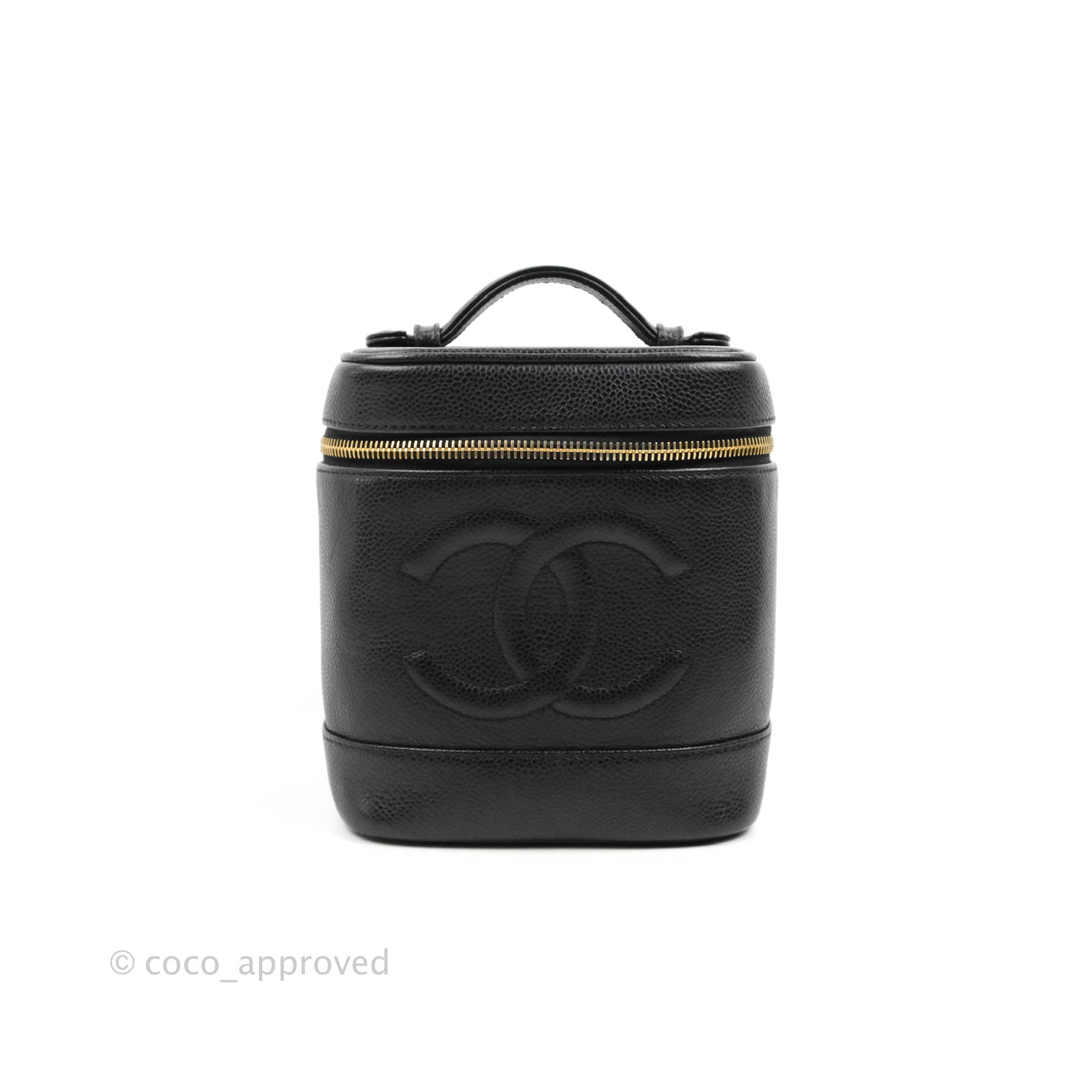 chanel vanity case bag black leather