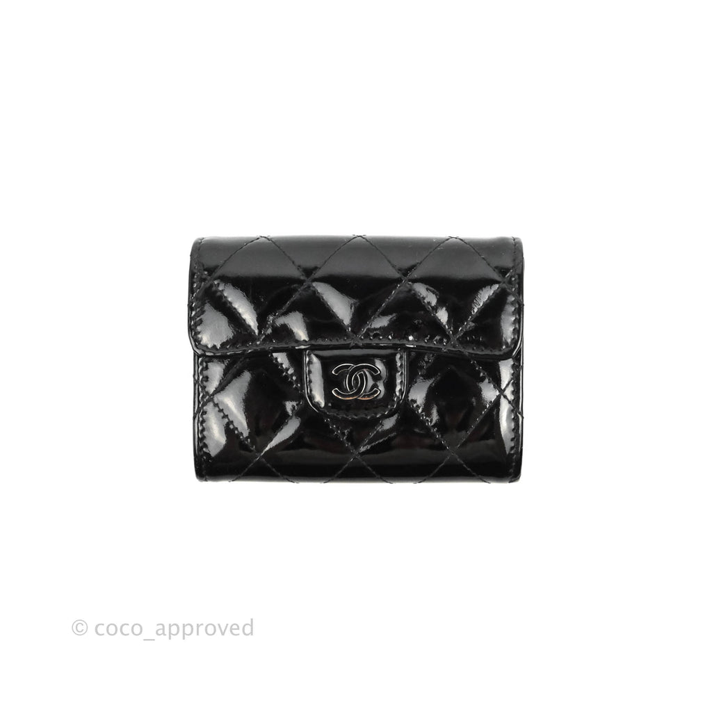 Chanel Quilted Flap Card Holder So Black Patent