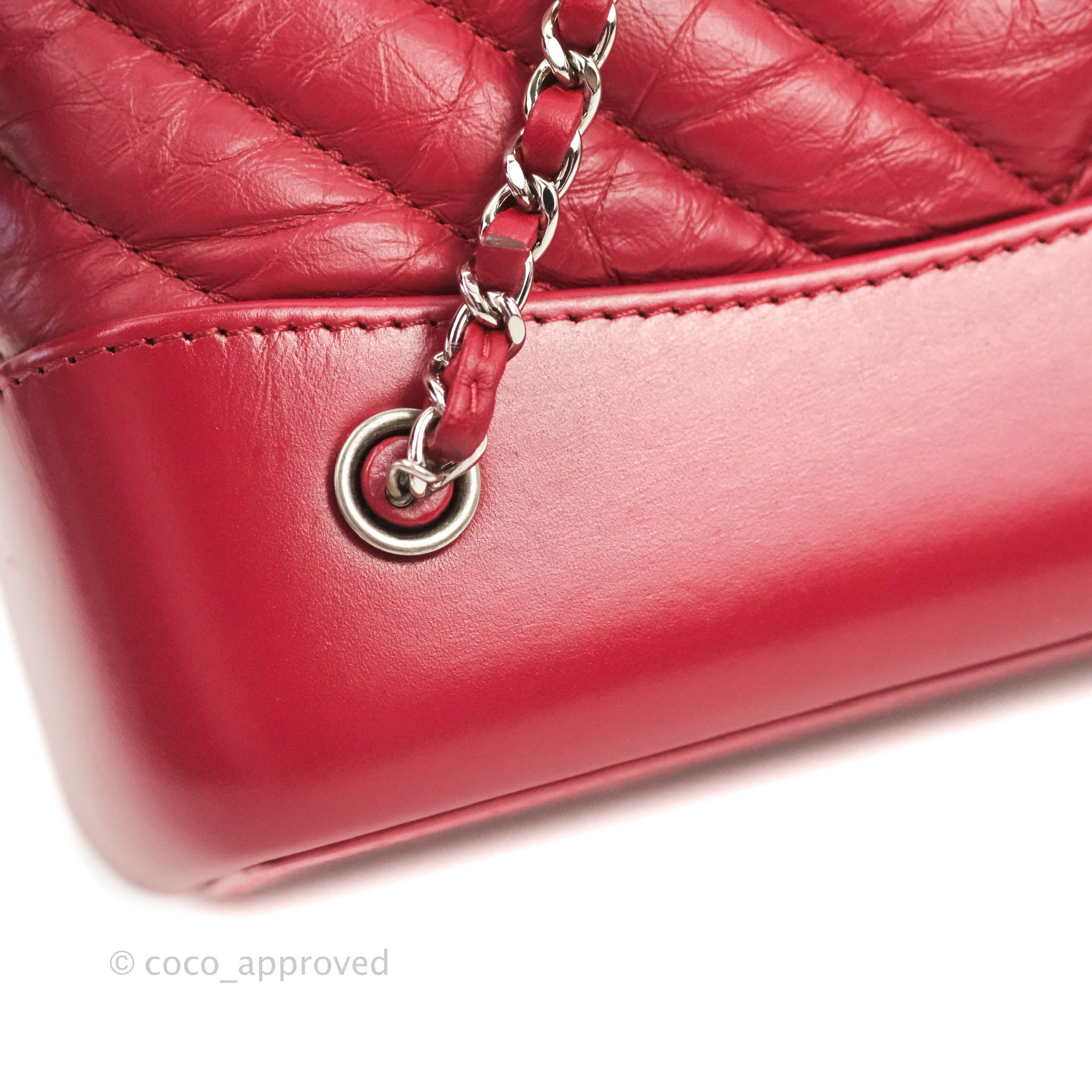 Chanel Small Chevron Gabrielle Backpack Dark Pink Aged Calfskin