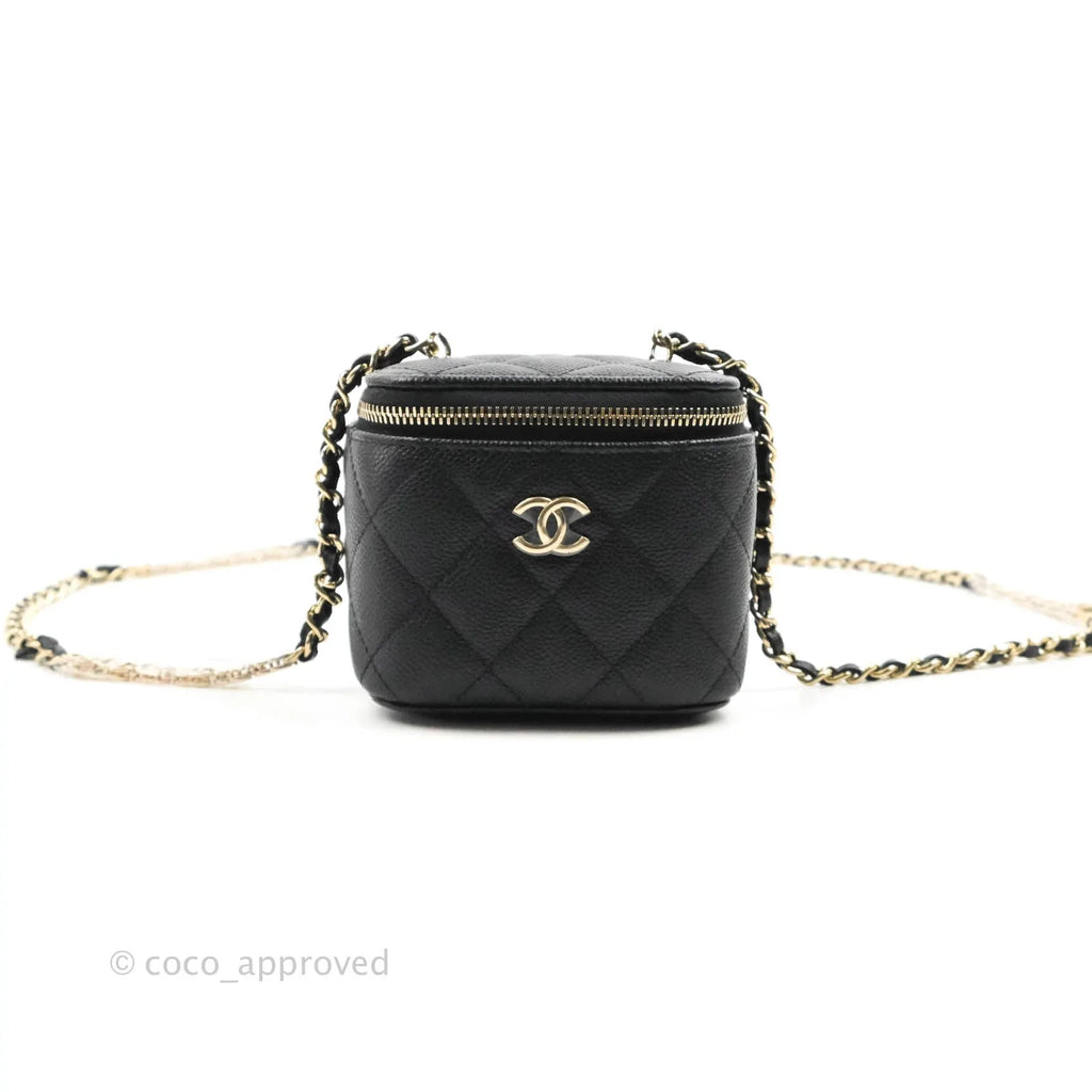 Chanel Classic Mini Vanity With CC Chain Black Caviar Gold Hardware
