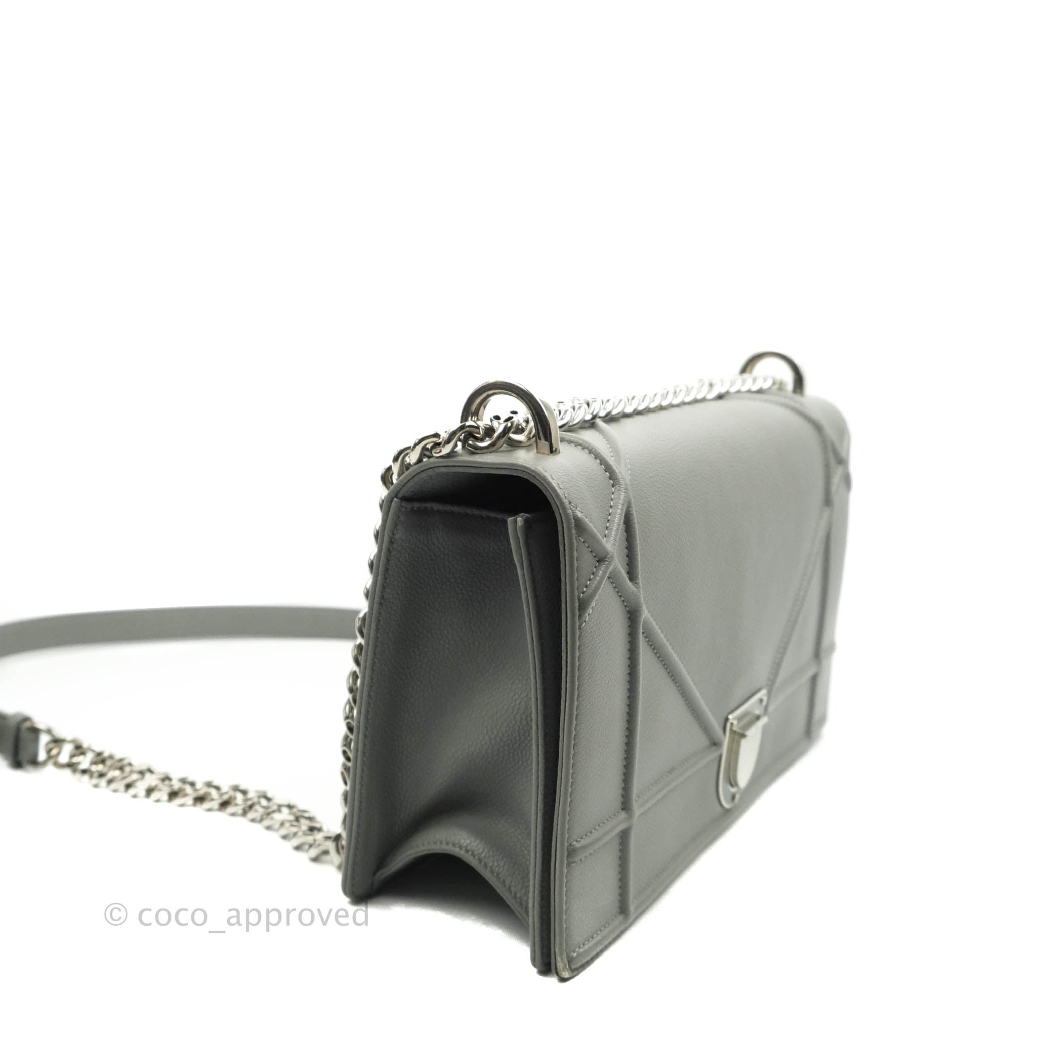 CHRISTIAN DIOR Handbags - Diorama Silver Perforated Leather Bag