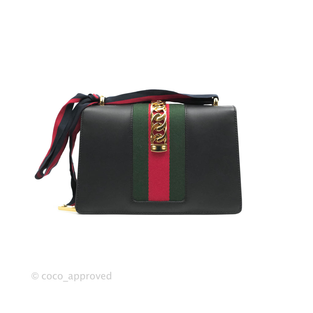 Gucci Calfskin Small Sylvie Shoulder Bag Black