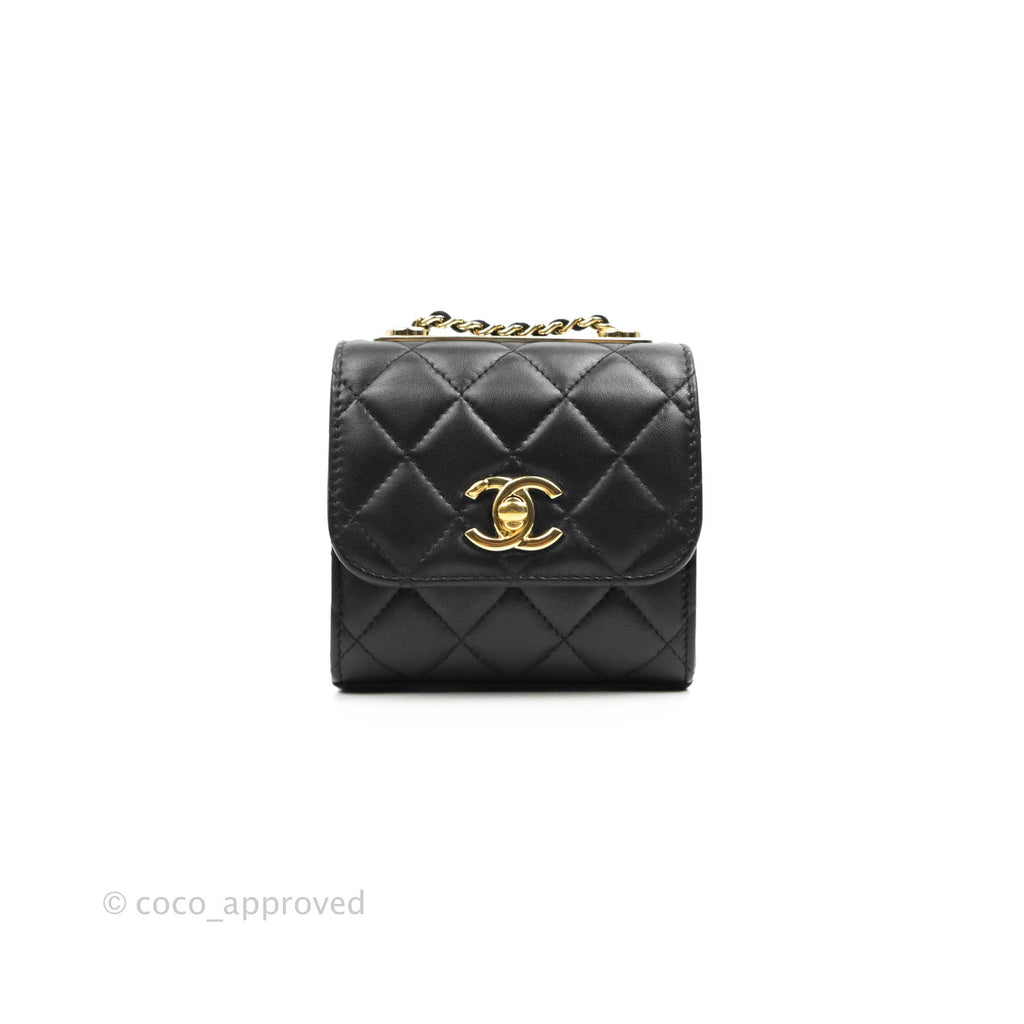 Chanel Mini Quilted Trendy CC Clutch With Chain Black Lambskin Gold Hardware