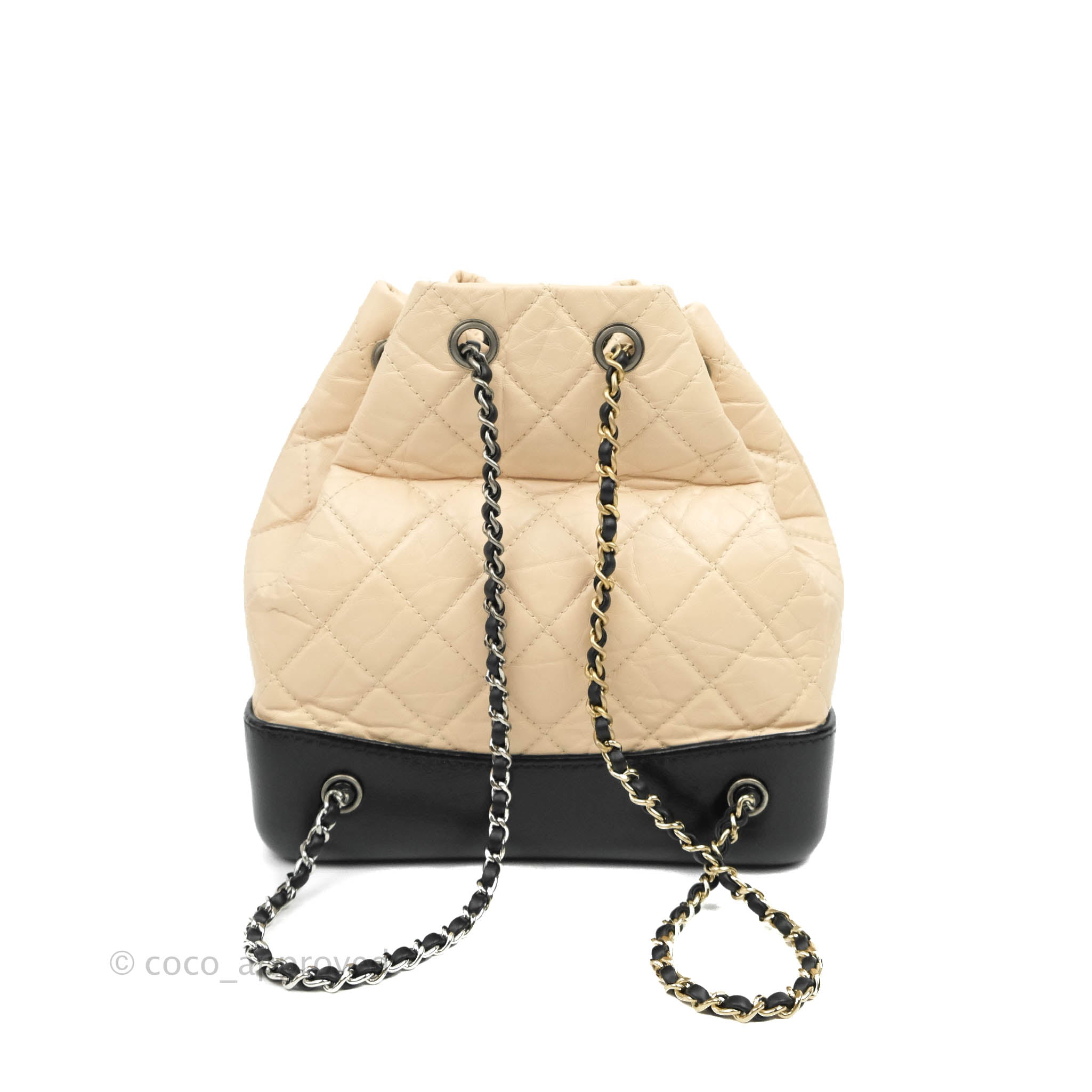 Chanel Gabrielle Backpack Small, Beige and Black, Preowned in