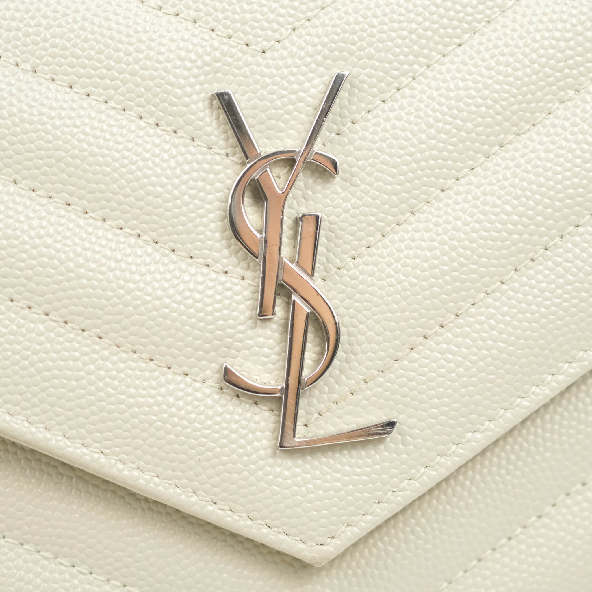 Saint Laurent Evelope wallet on chain White Leather ref.142172