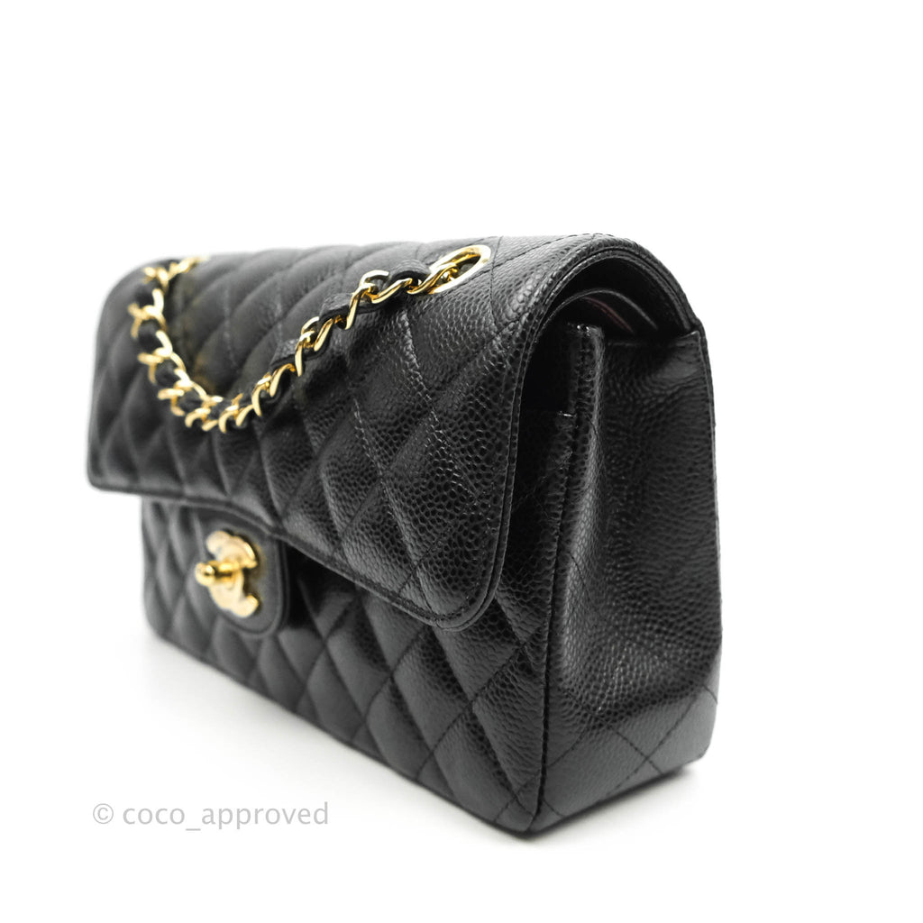 Chanel Classic Small S/M Flap Black Caviar Gold Hardware