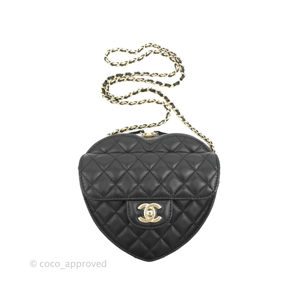 Chanel Large Heart Bag Black Lambskin Gold Hardware 22S