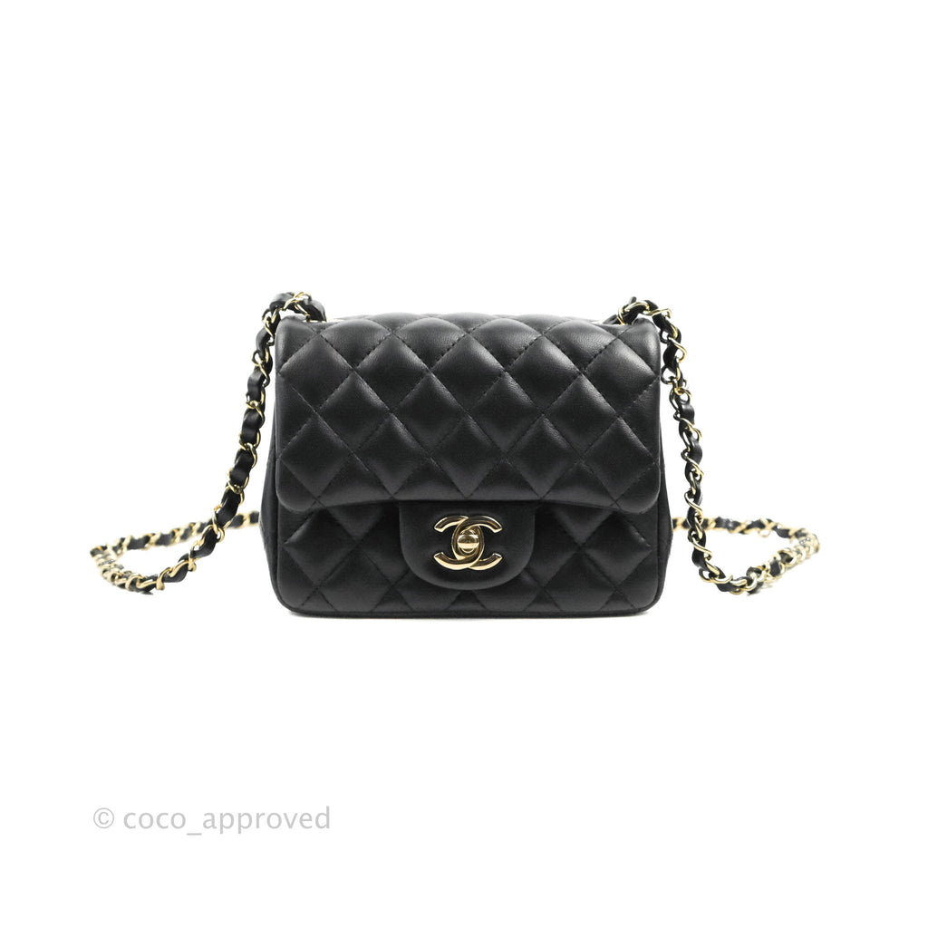 Chanel Mini Square Black Lambskin Gold Hardware