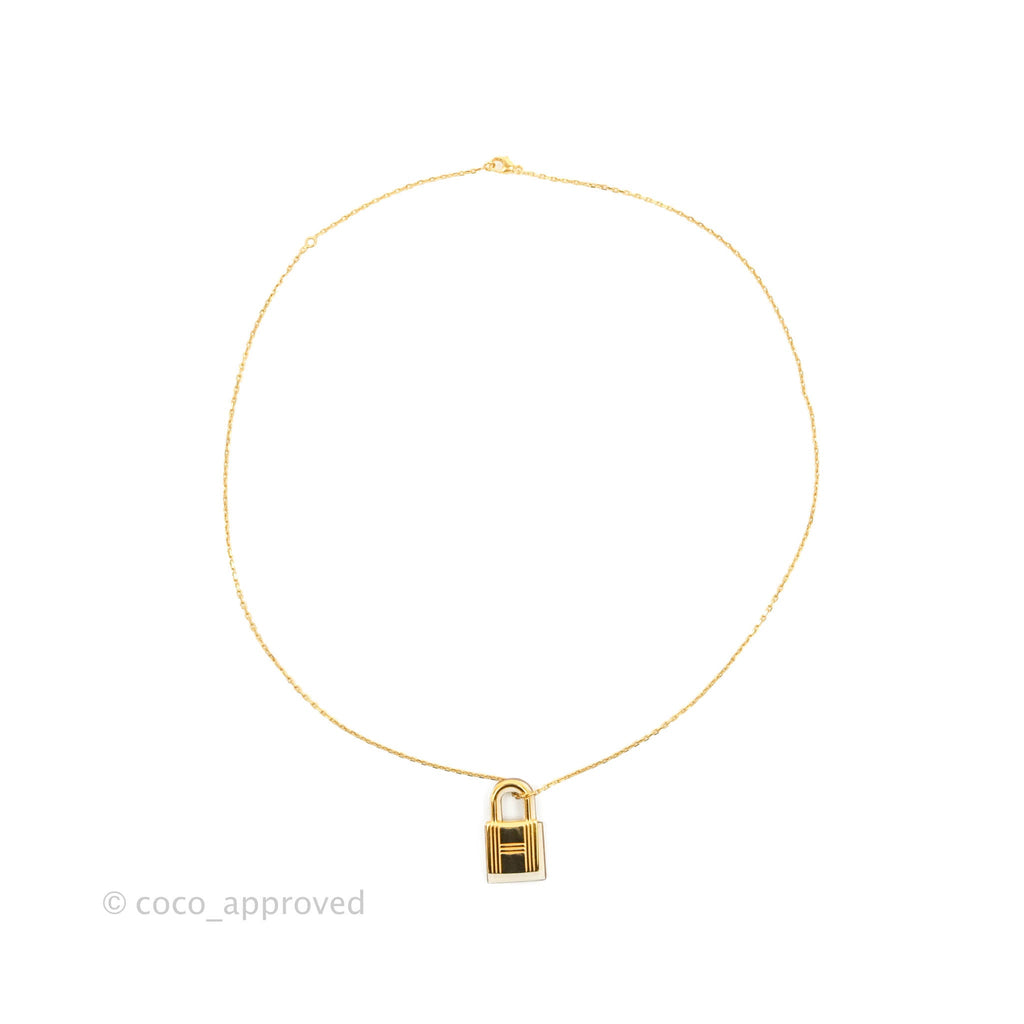Hermès Small O'Kelly Pendant Necklace Nata Swift Gold