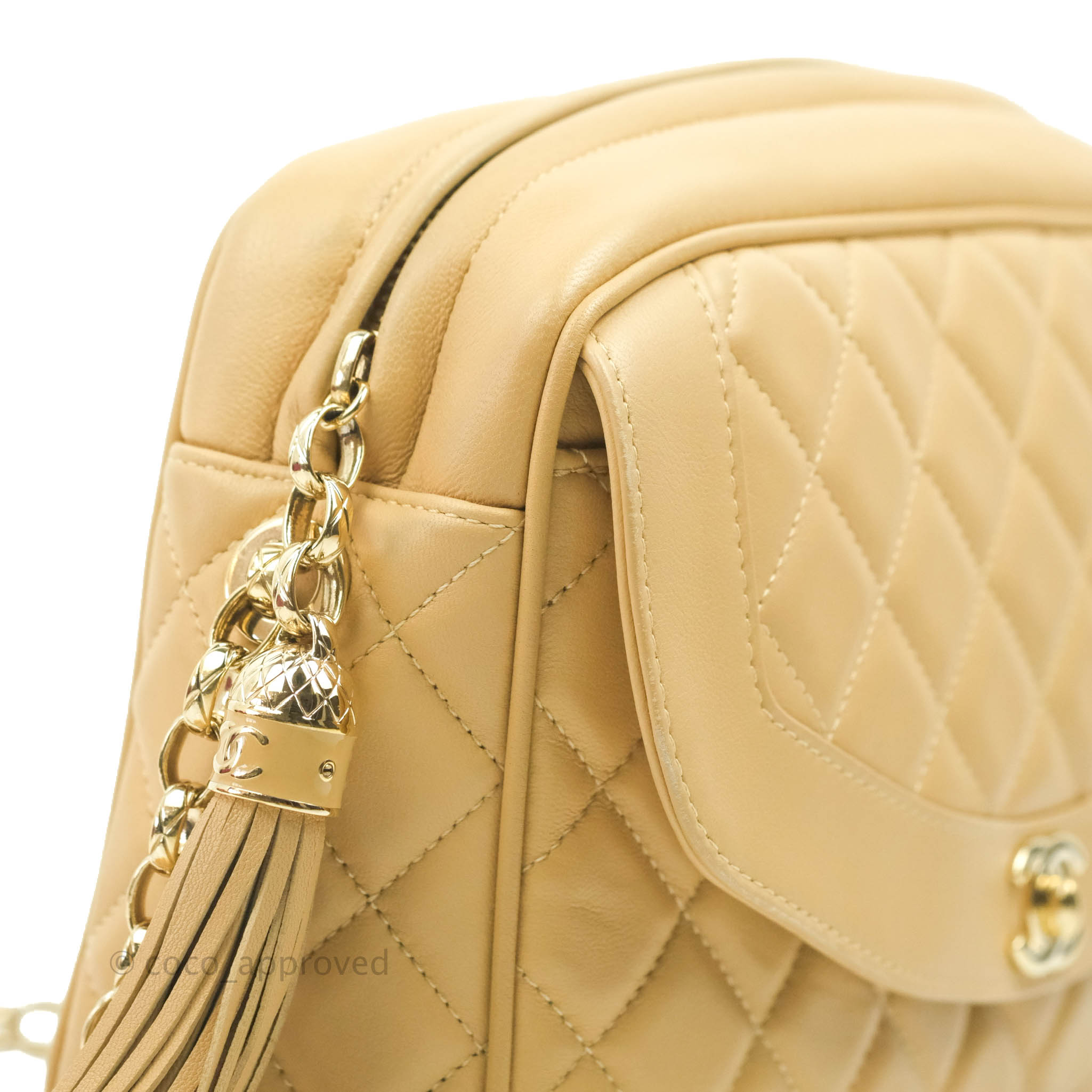Chanel Mini Pearl Crush Quilted Camera Case Beige Pink Lambskin Aged G – Coco  Approved Studio